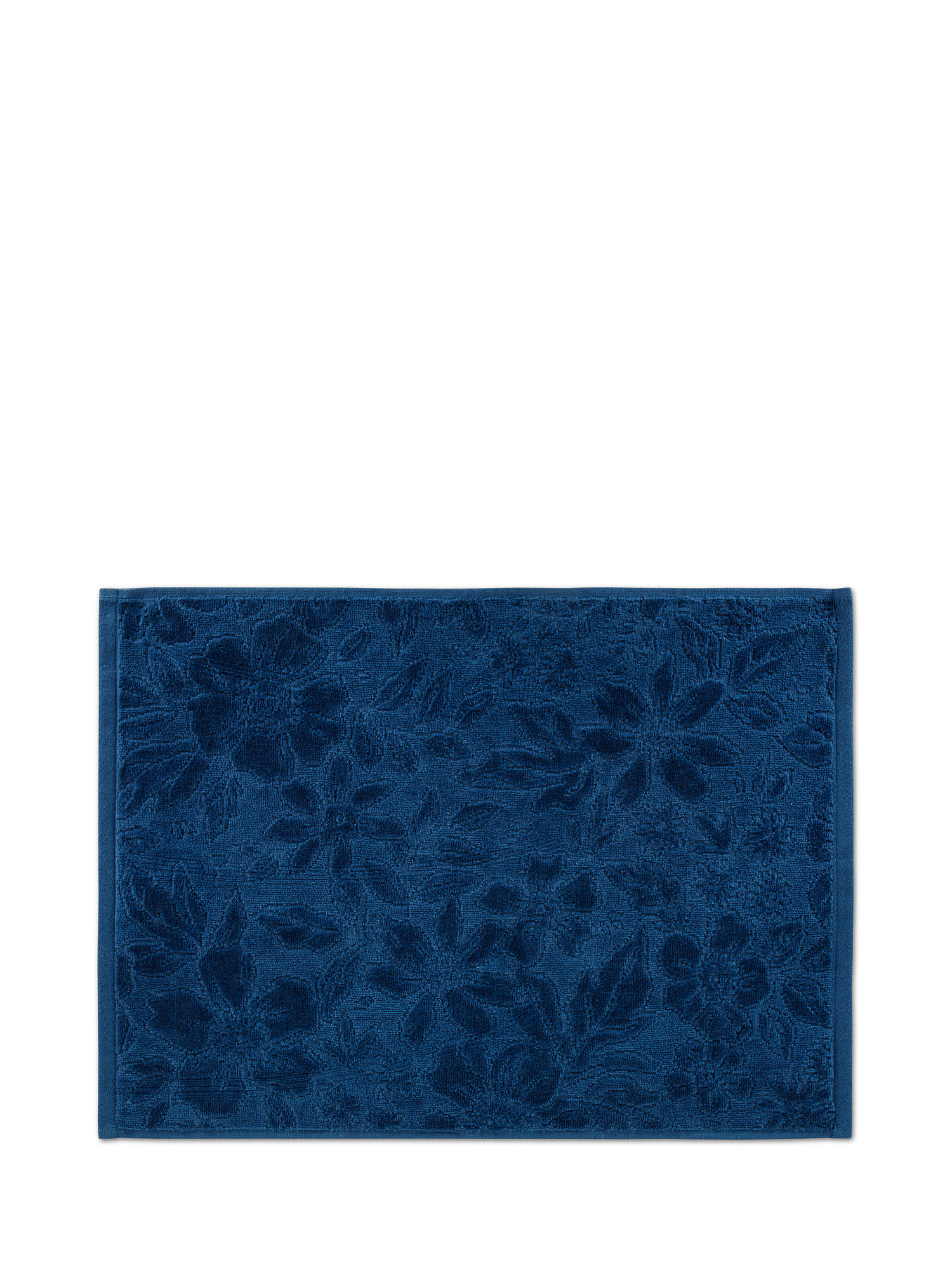 Asciugamano puro cotone lavorazione a fiori, Blu, large image number 1