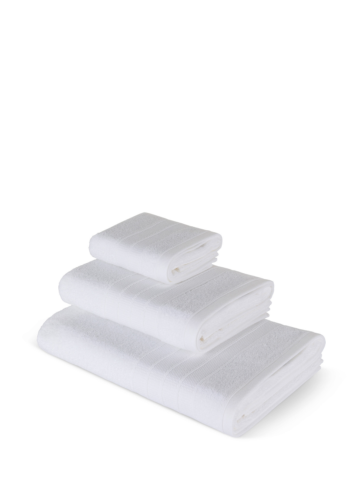 Asciugamano spugna di cotone tinta unita, Bianco, large image number 0