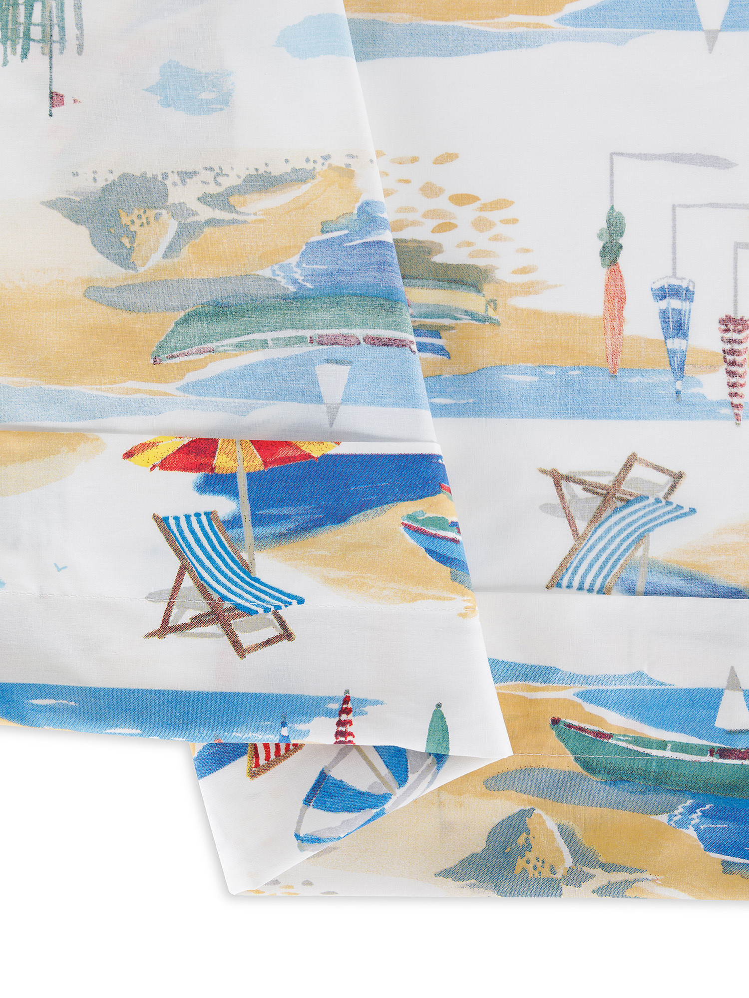 Flat sheet in cotton percale with beach pattern, Multicolor, large image number 2