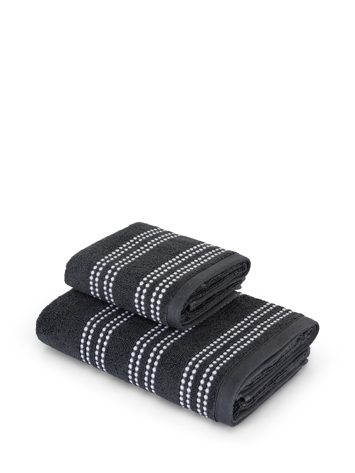 Pure cotton towel with embroidered border, Grey, large image number 0