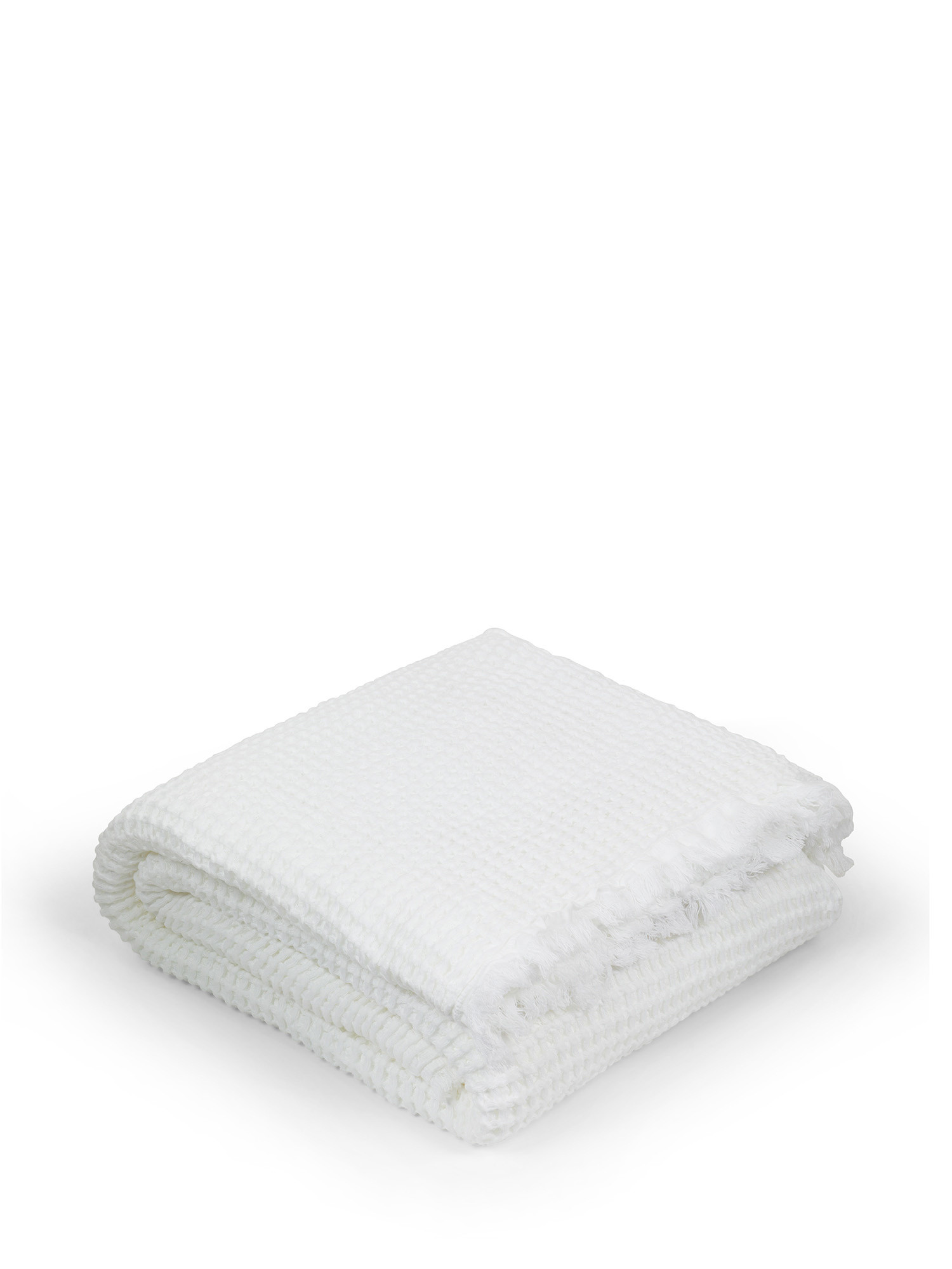Throw in pure washed cotton, White, large image number 0