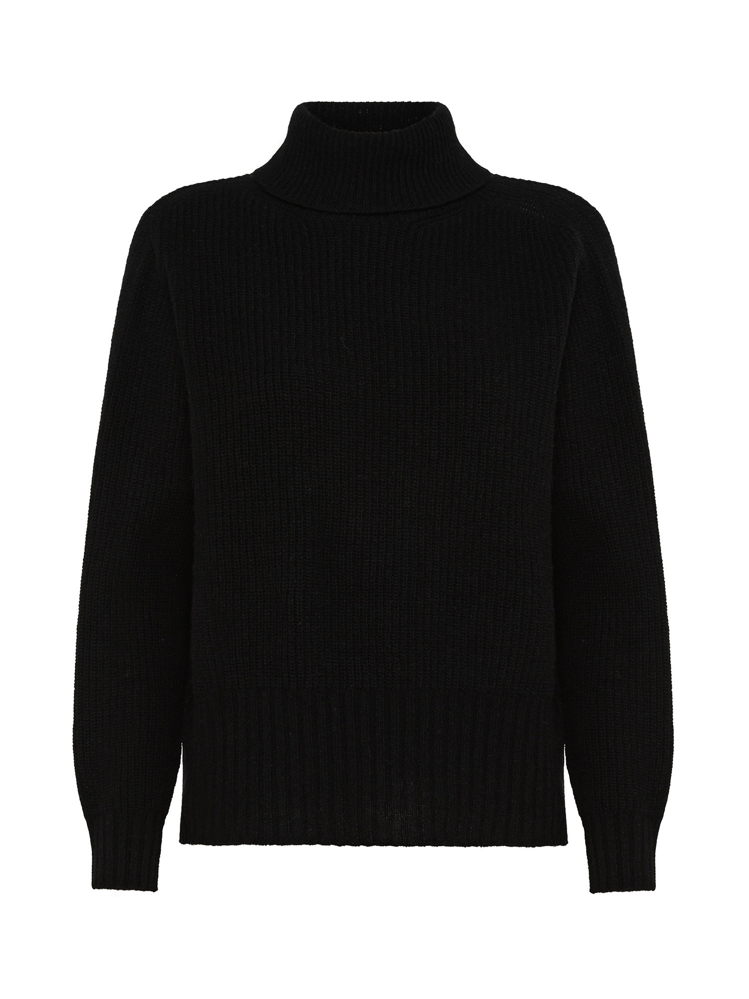 K Collection - Carded wool turtleneck pullover, Black, large image number 1