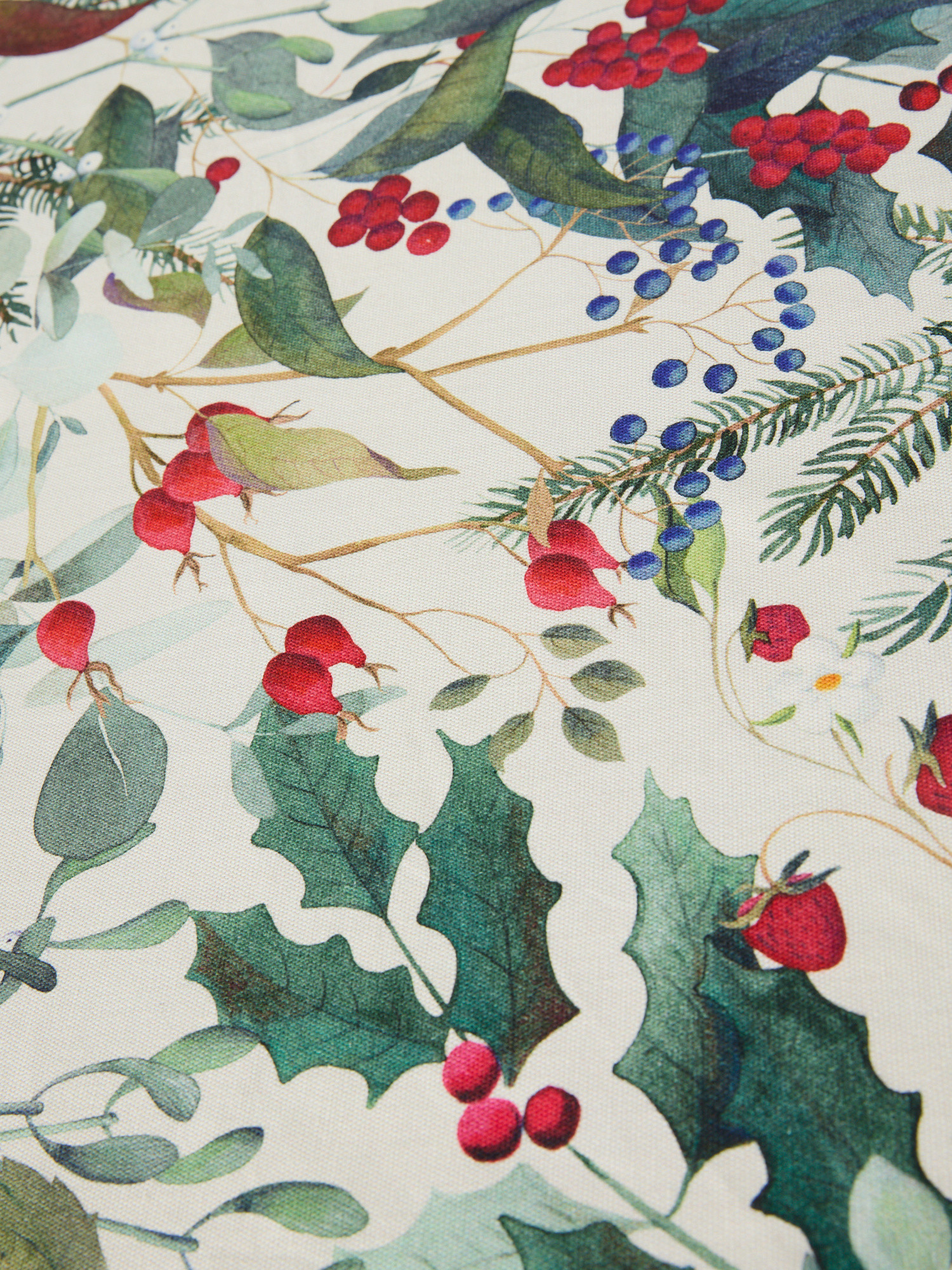 Cotton panama tablecloth with berry print, Multicolor, large image number 1