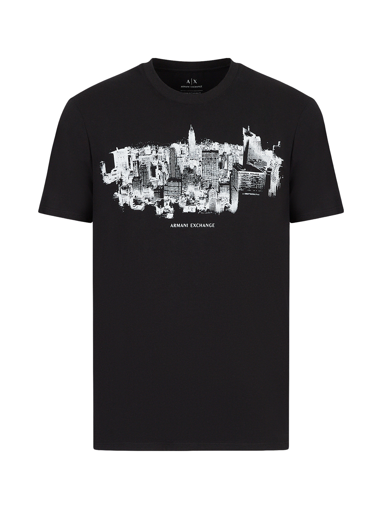 Armani Exchange - T-shirt con stampa slim fit, Nero, large image number 0