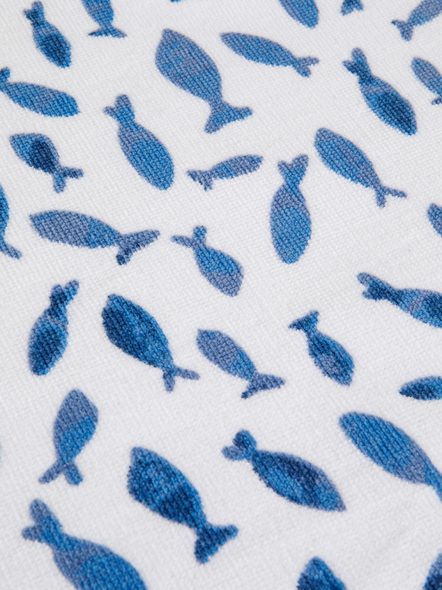 Asciugamano spugna di cotone motivo pesci, Bianco, large image number 2