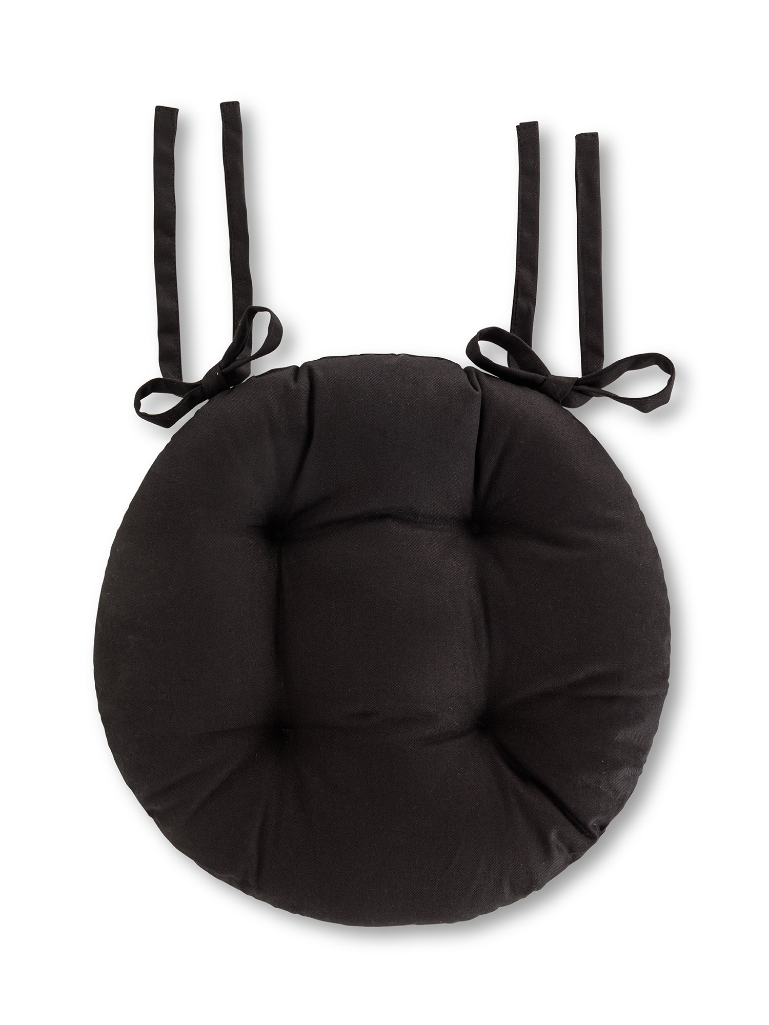 Solid color round chair cushion in cotton, Black, large image number 0