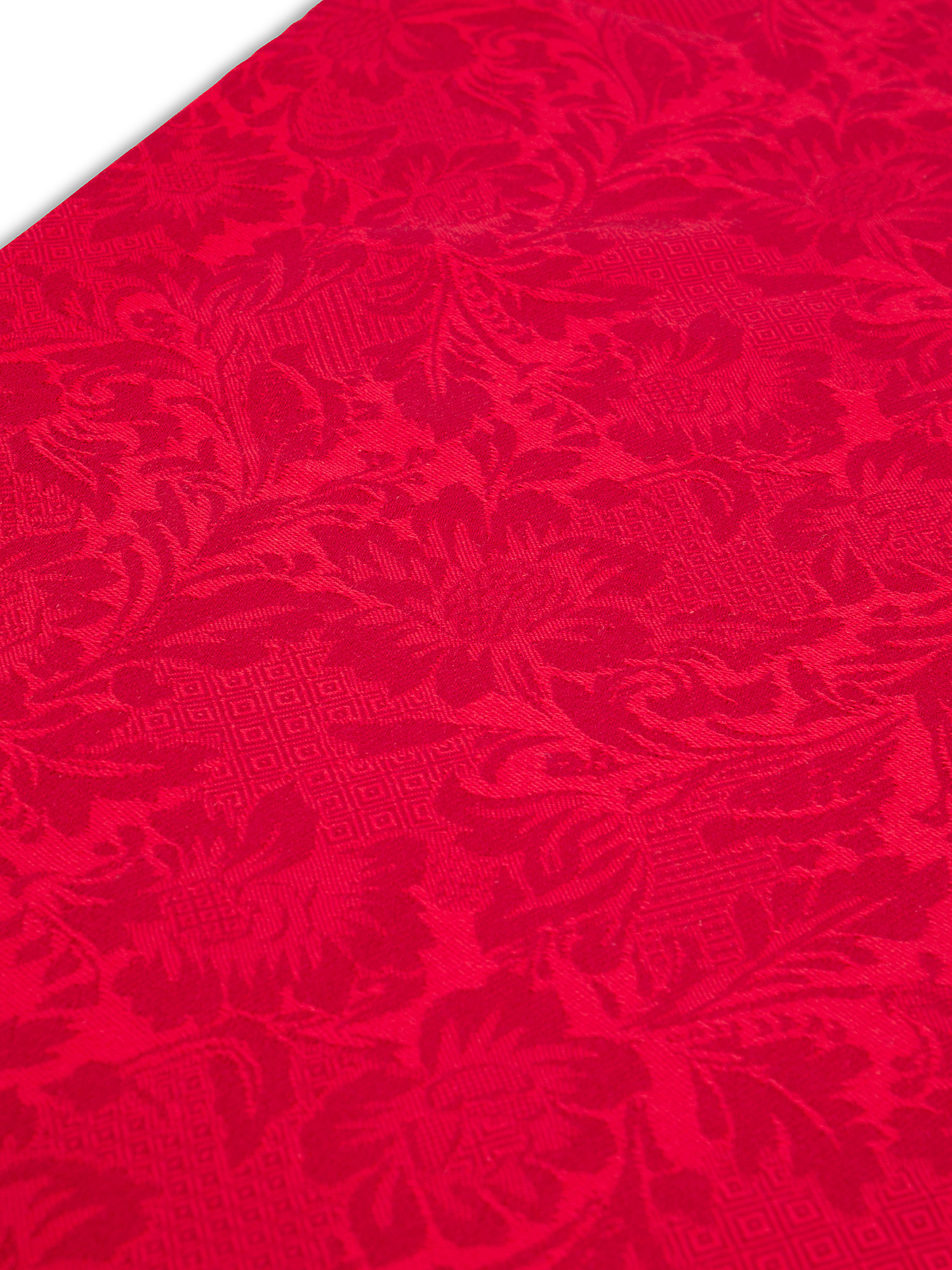 Runner cotone a trama jacquard, Rosso, large image number 1