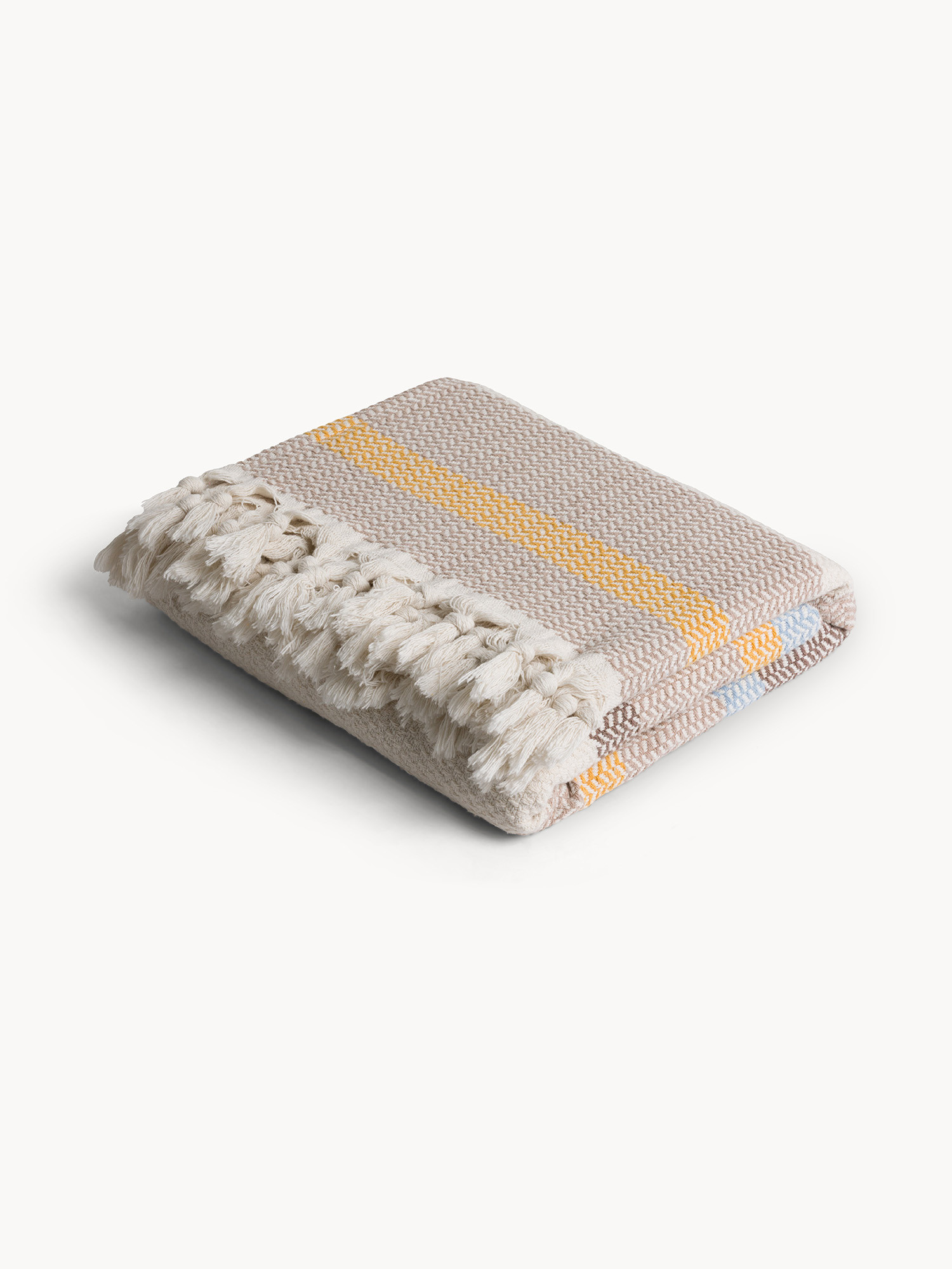 Plaid in cotone riciclato motivo a righe, Multicolor, large image number 0