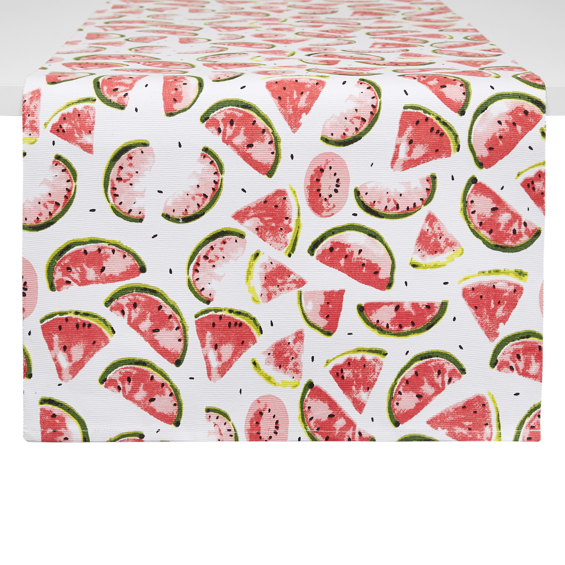 100% cotton table runner with watermelon print, Red, large image number 0