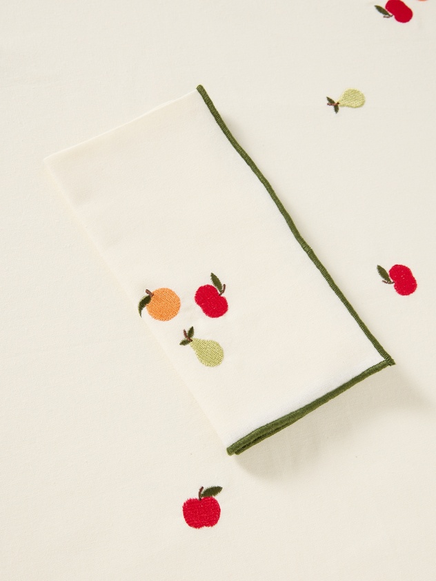 Cotton tablecloth with fruit embroidery