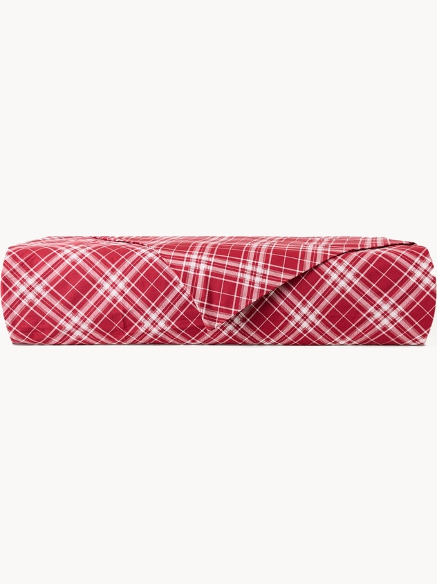 Cotton percale flat sheet,tartan pattern