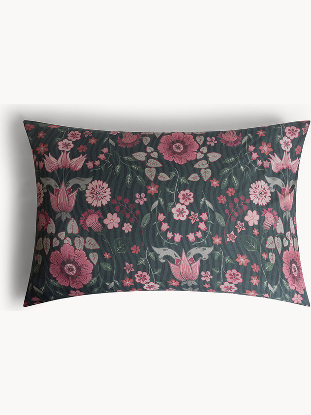 Cotton percale pillowcase with floral print