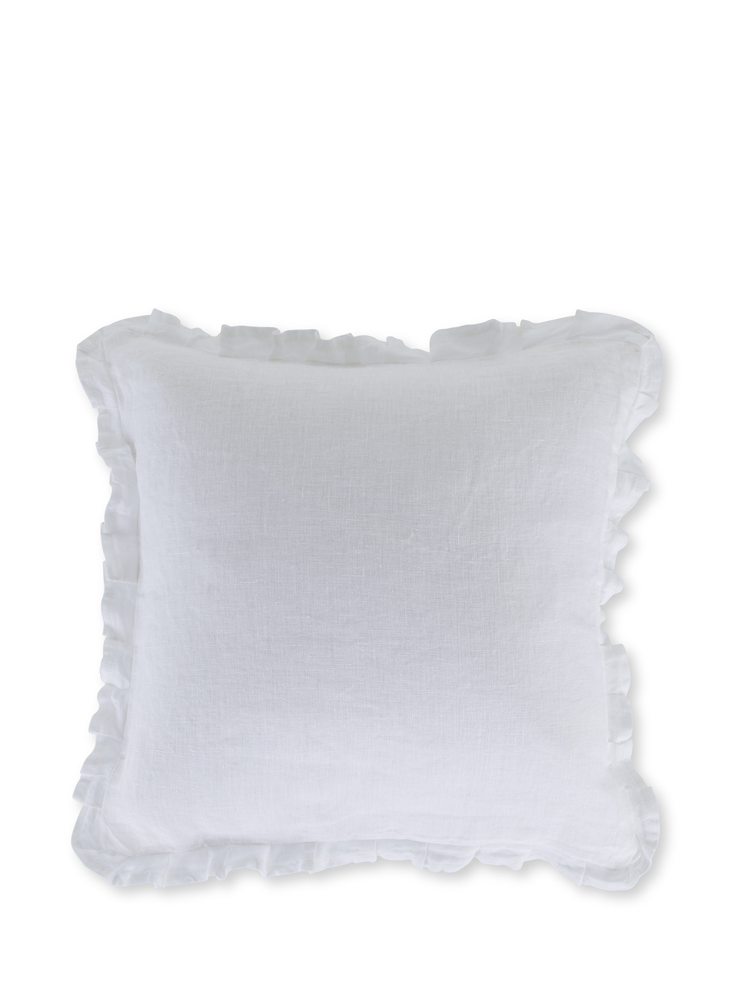 Striped cushion in pure linen 40x40 cm, White, large image number 0