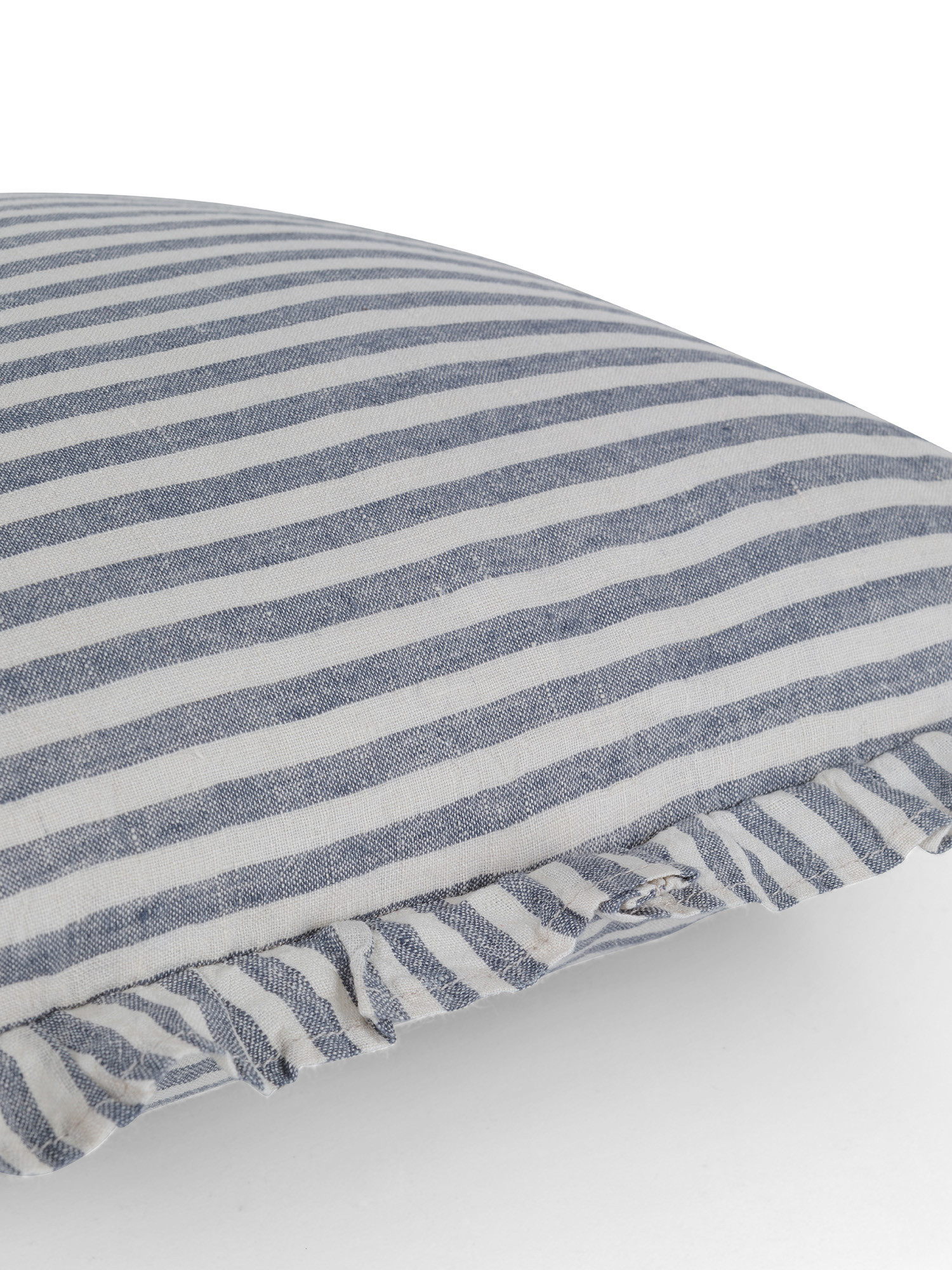 Striped cushion in pure linen 40x40 cm, Blue, large image number 2