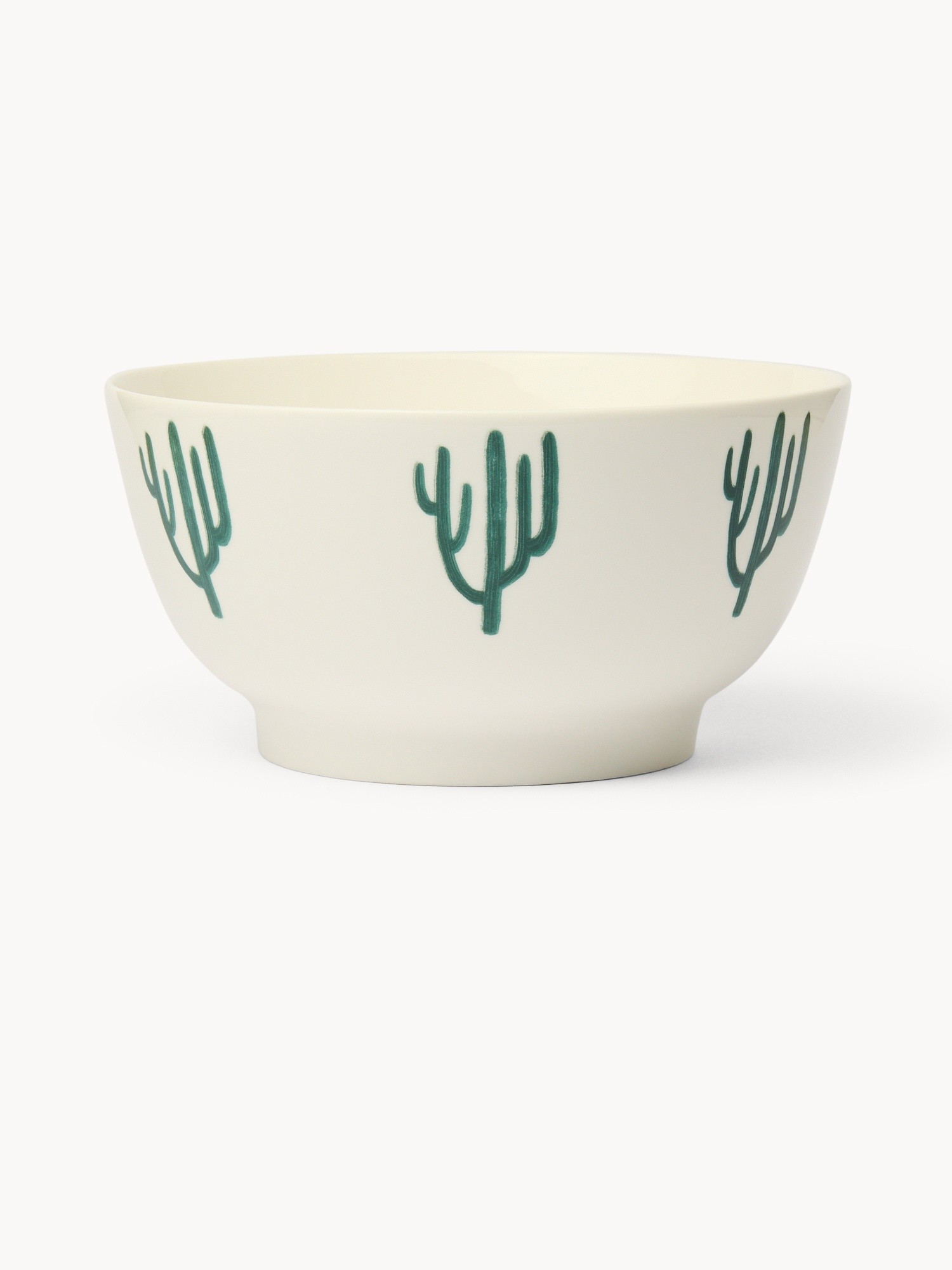 Insalatiera in new bone china motivo cactus - Prezzo di lancio, Bianco, large image number 0