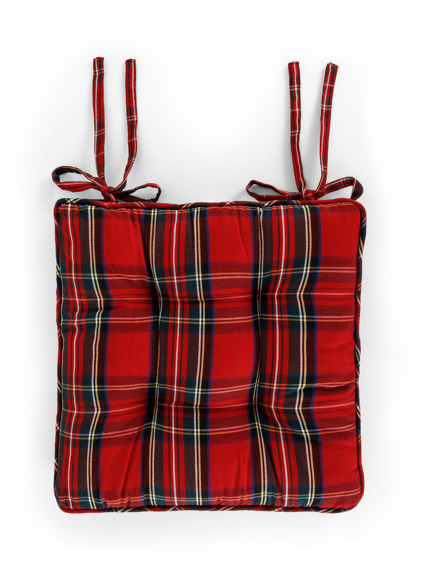 Tartan cotton twill seat cushion, Red, large image number 0