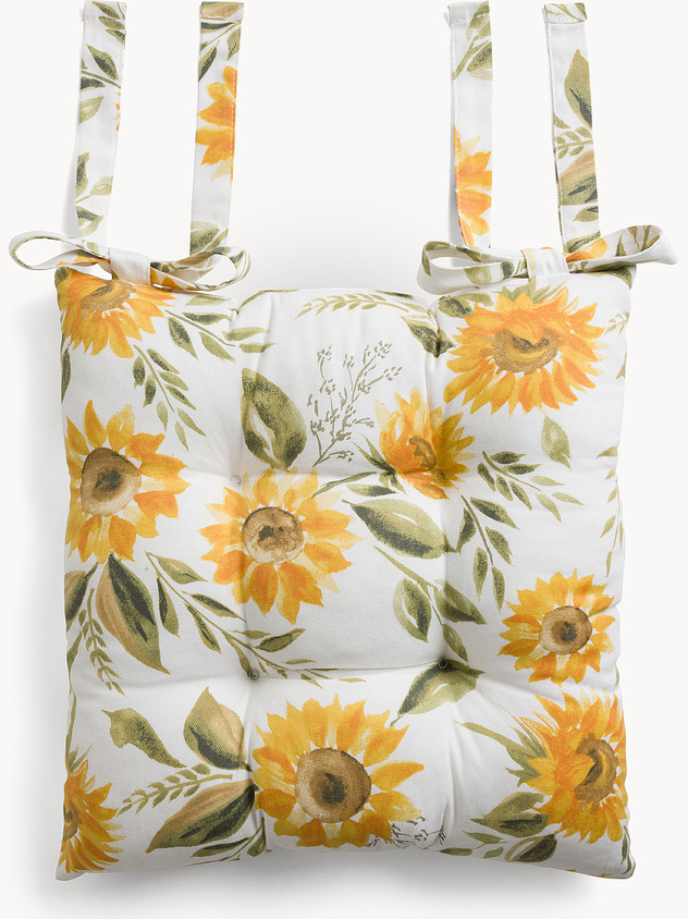 Cuscino da sedia panama di cotone stampa girasoli