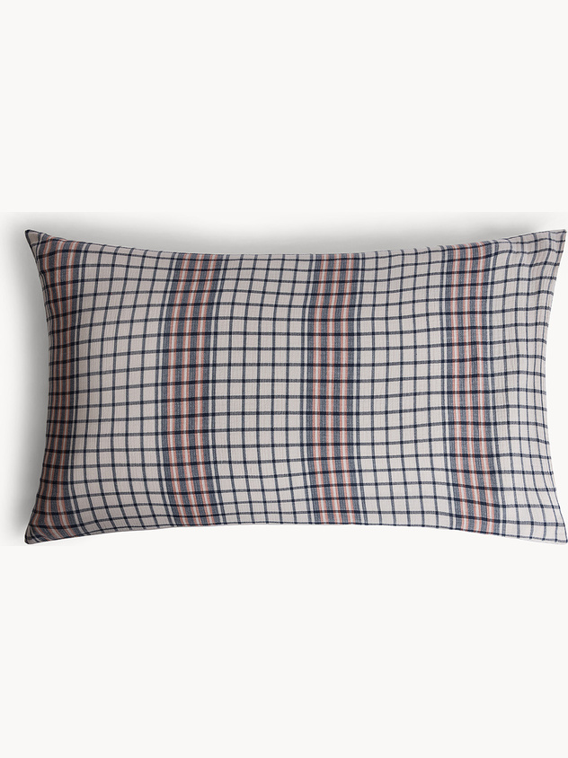 Washed cotton pillowcase with jacquard weave