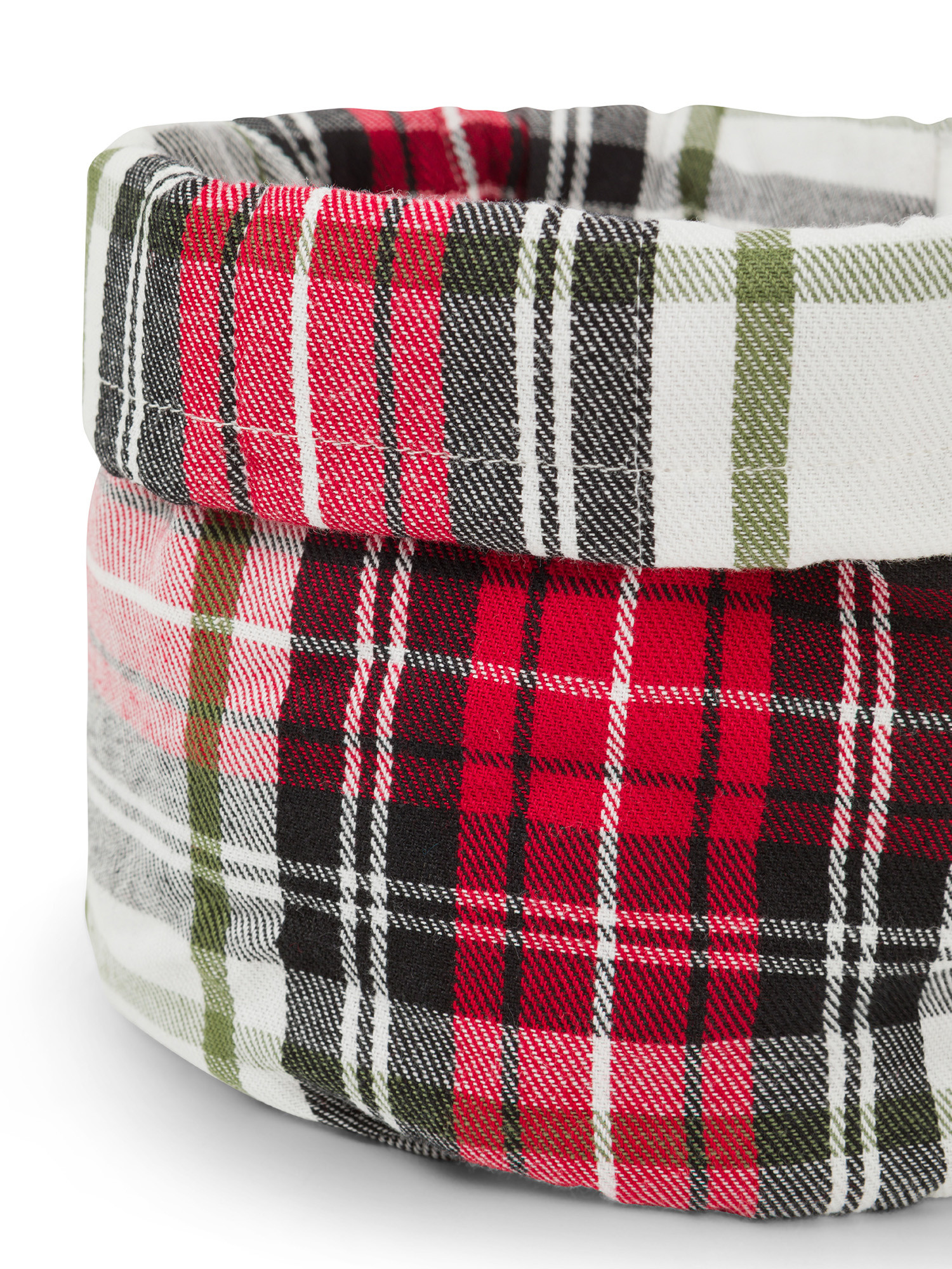 Tartan cotton twill basket, White, large image number 1
