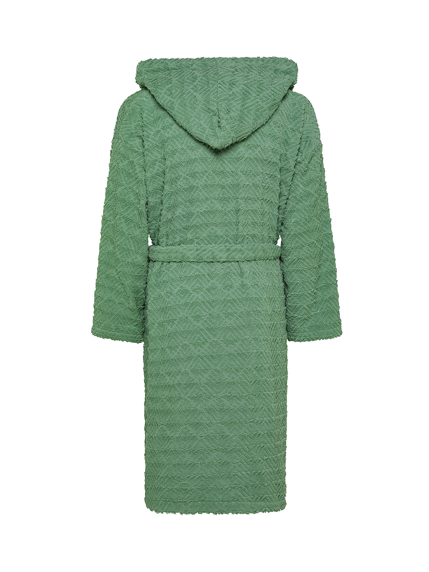 Terry cotton bathrobe with geometric pattern, Sage Green, large image number 1