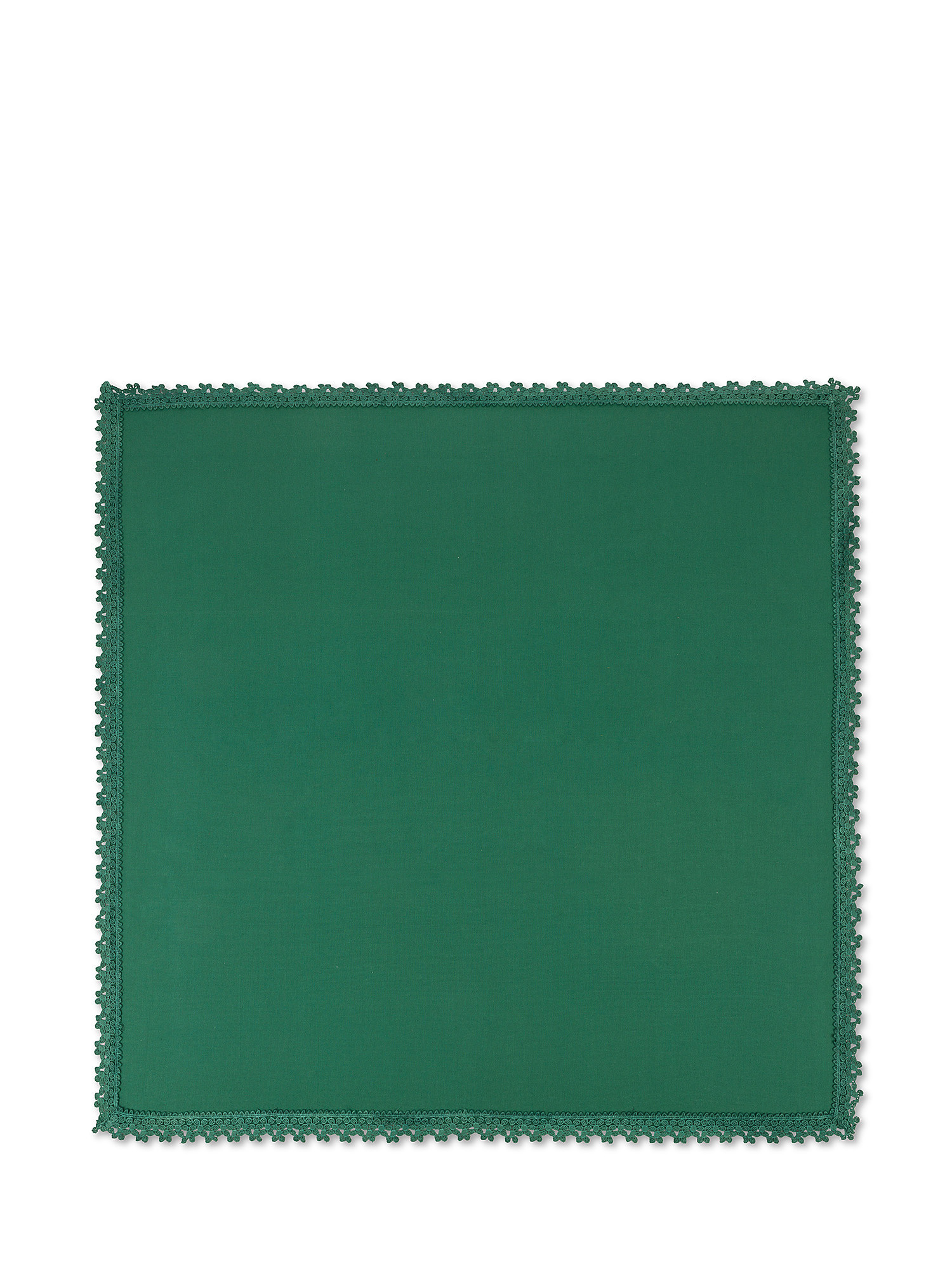 Tovaglia centrotavola puro cotone tinta unita con ricamo, Verde scuro, large image number 0
