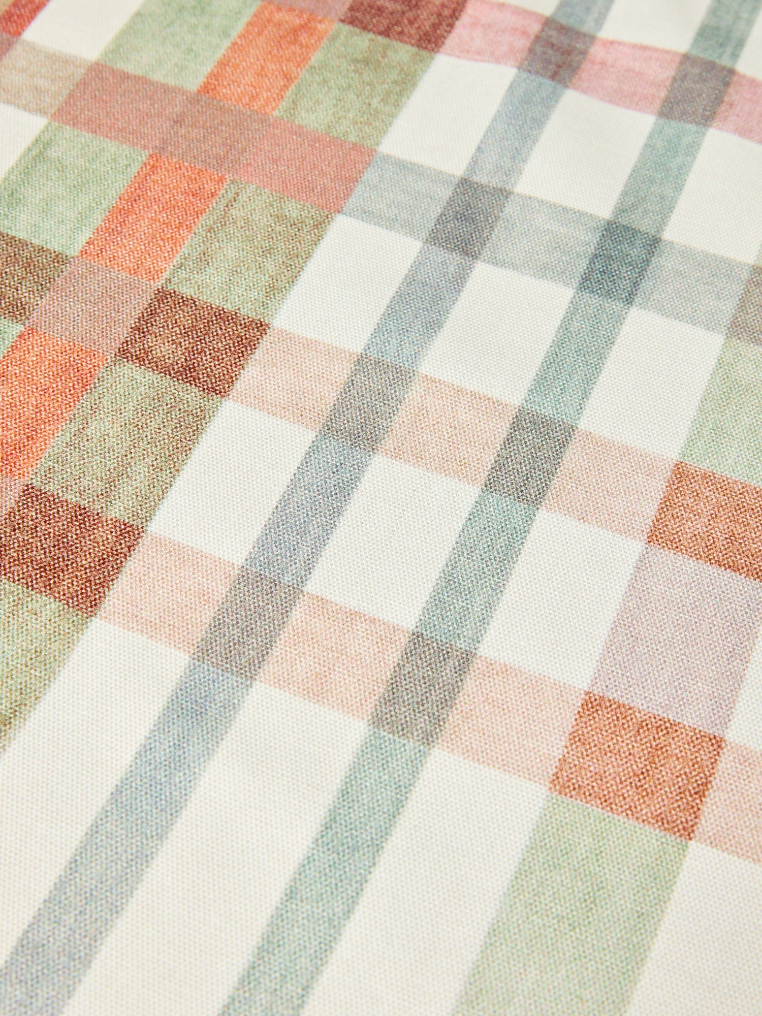 Round Cotton Panama Tablecloth with Check Print, Multicolor, large image number 1