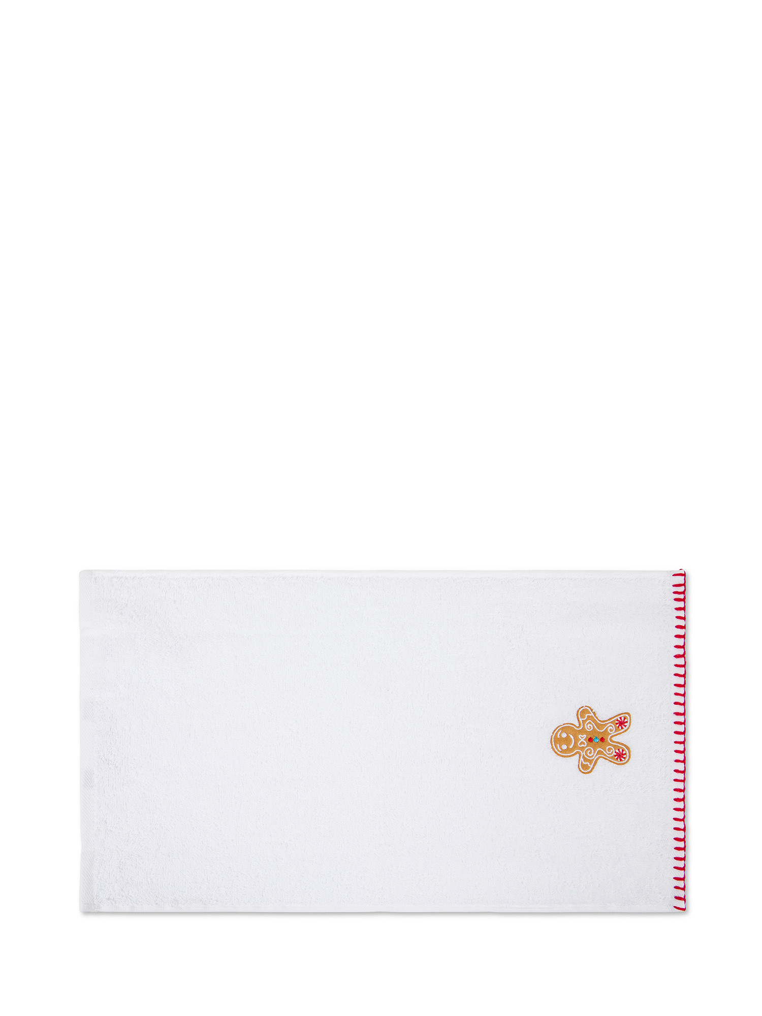 Set 2 asciugamani cotone ricamo natalizio, Bianco, large image number 3