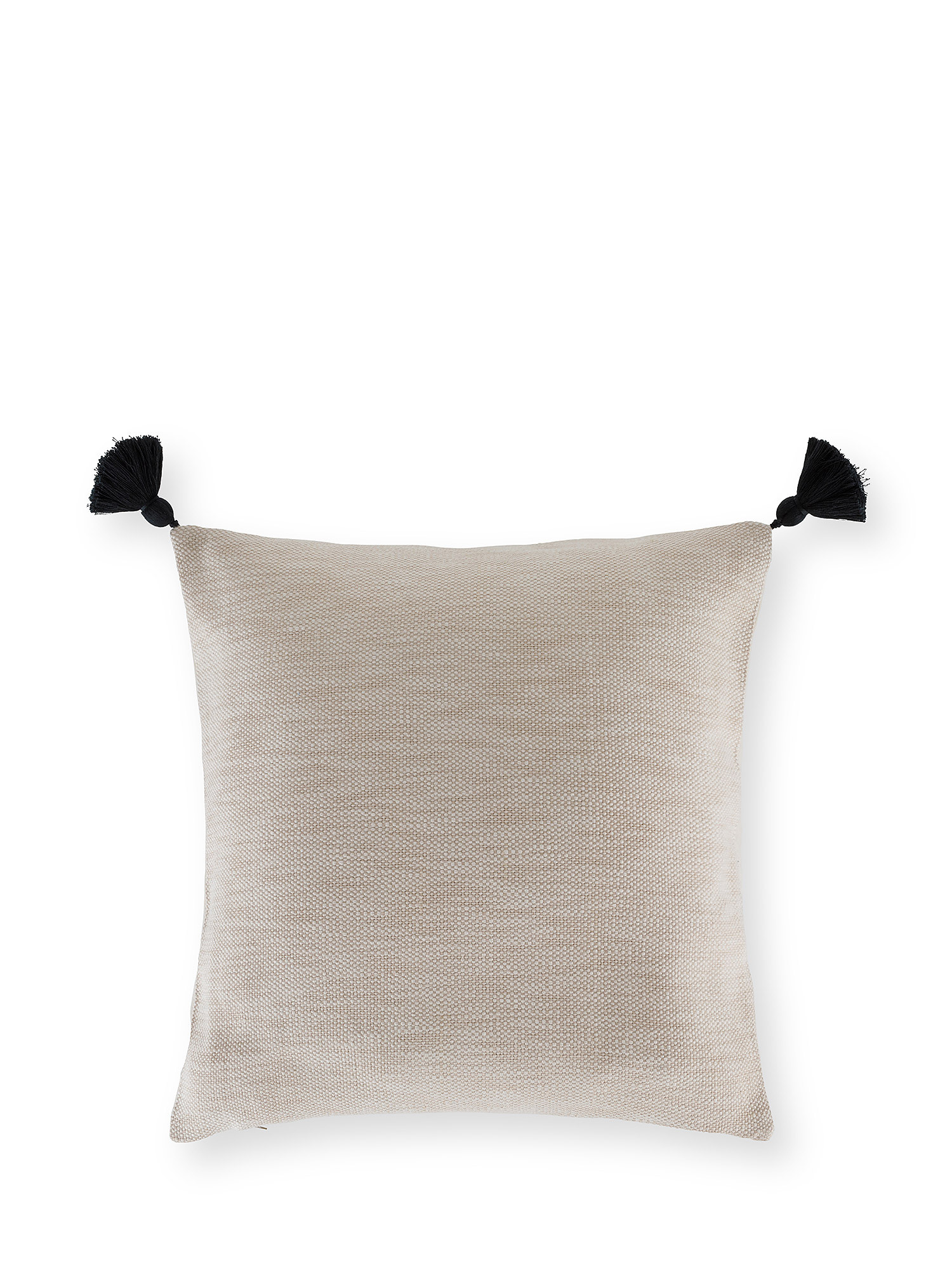 Jacquard cushion with tassel 50x50cm, Beige, large image number 0