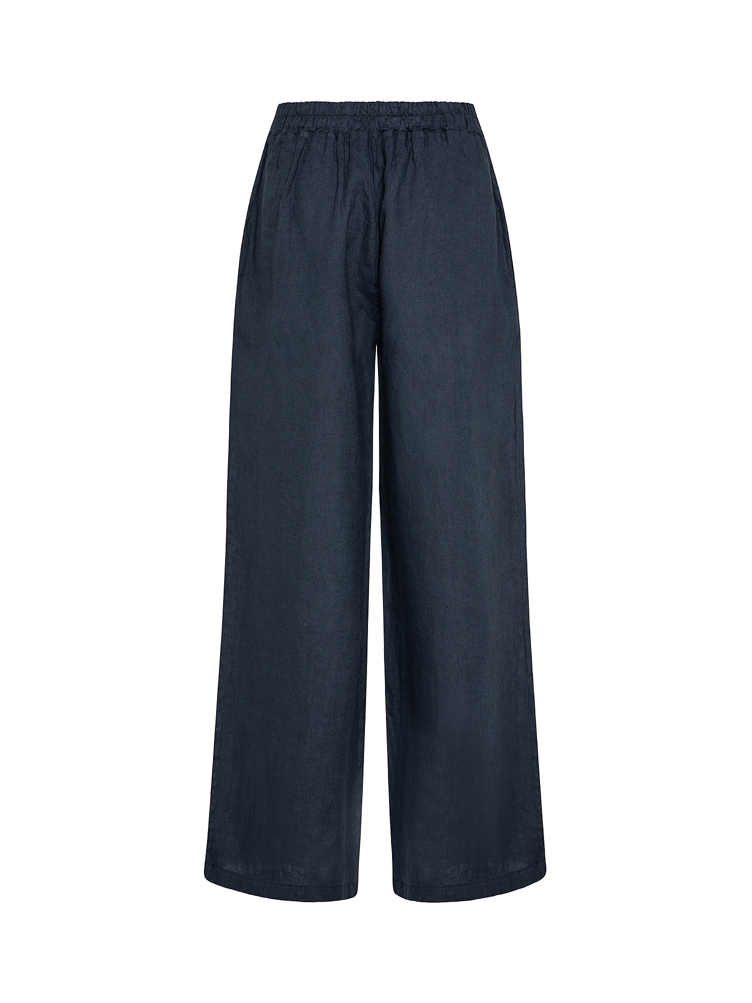 Wide pure linen trousers, Blue, large image number 1