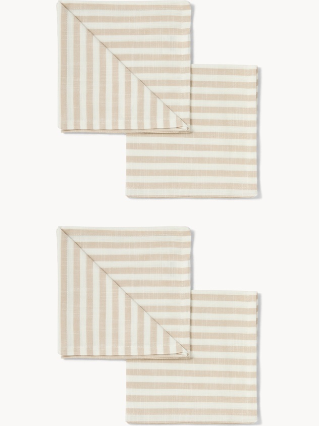 Set di 4 tovaglioli in cotone tinto filo a righe - Prezzo di lancio