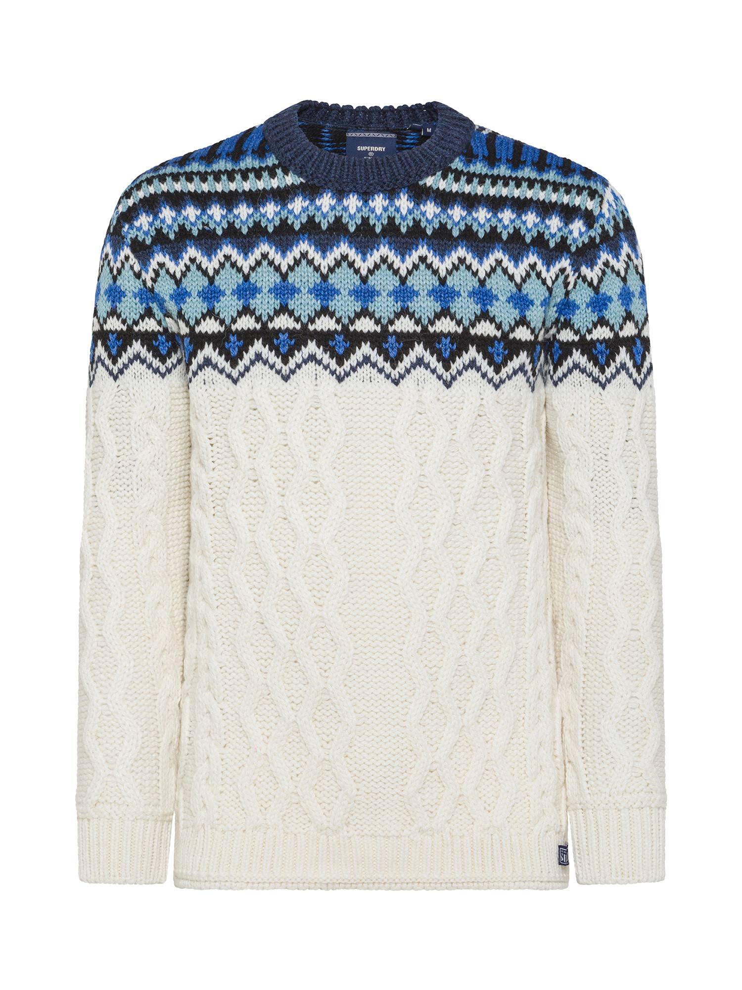 Superdry - Fair Isle crewneck sweater, White, large image number 0