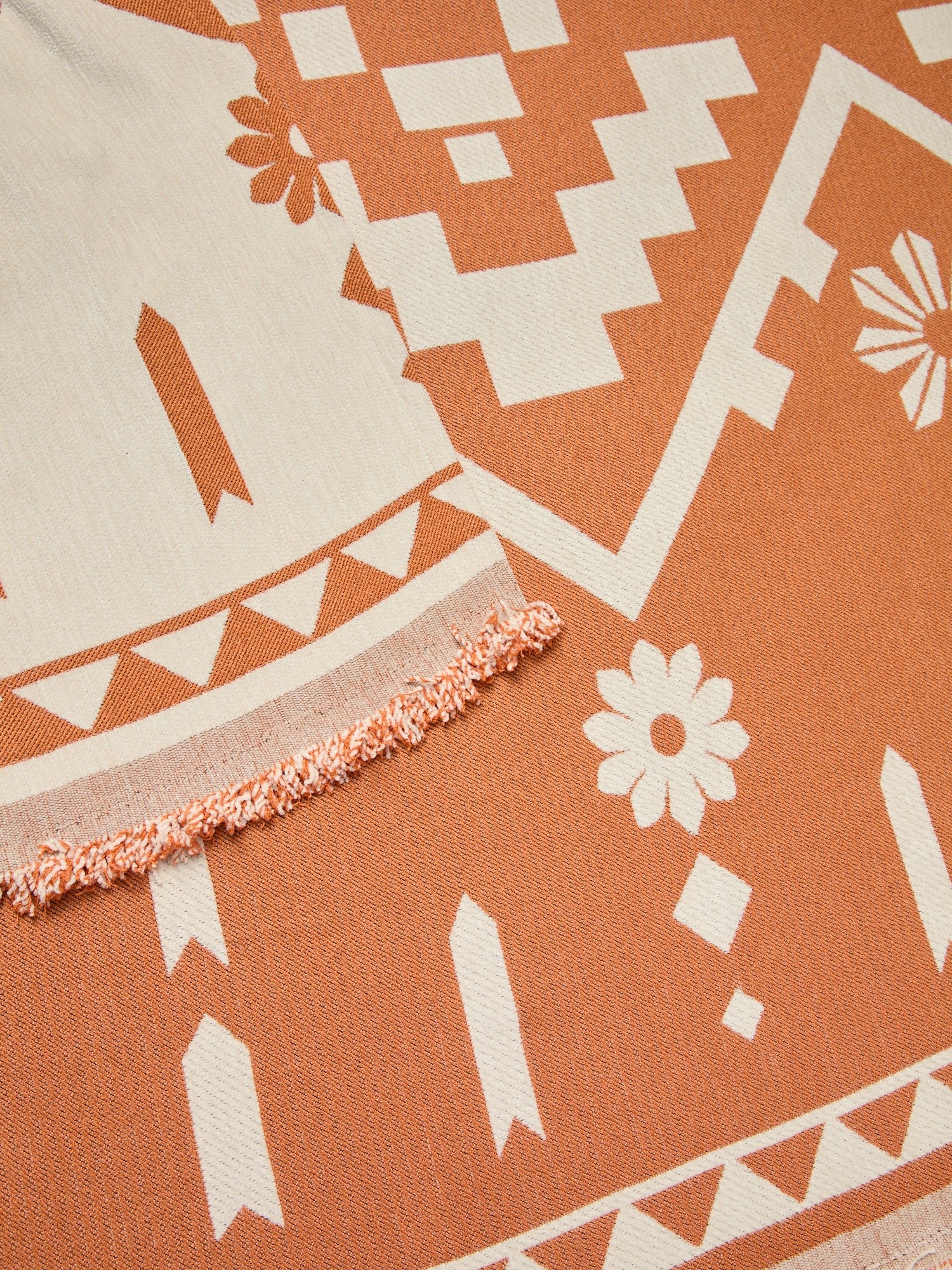 Printed chenille throw with fringes - Discounted Price, Multicolor, large image number 1