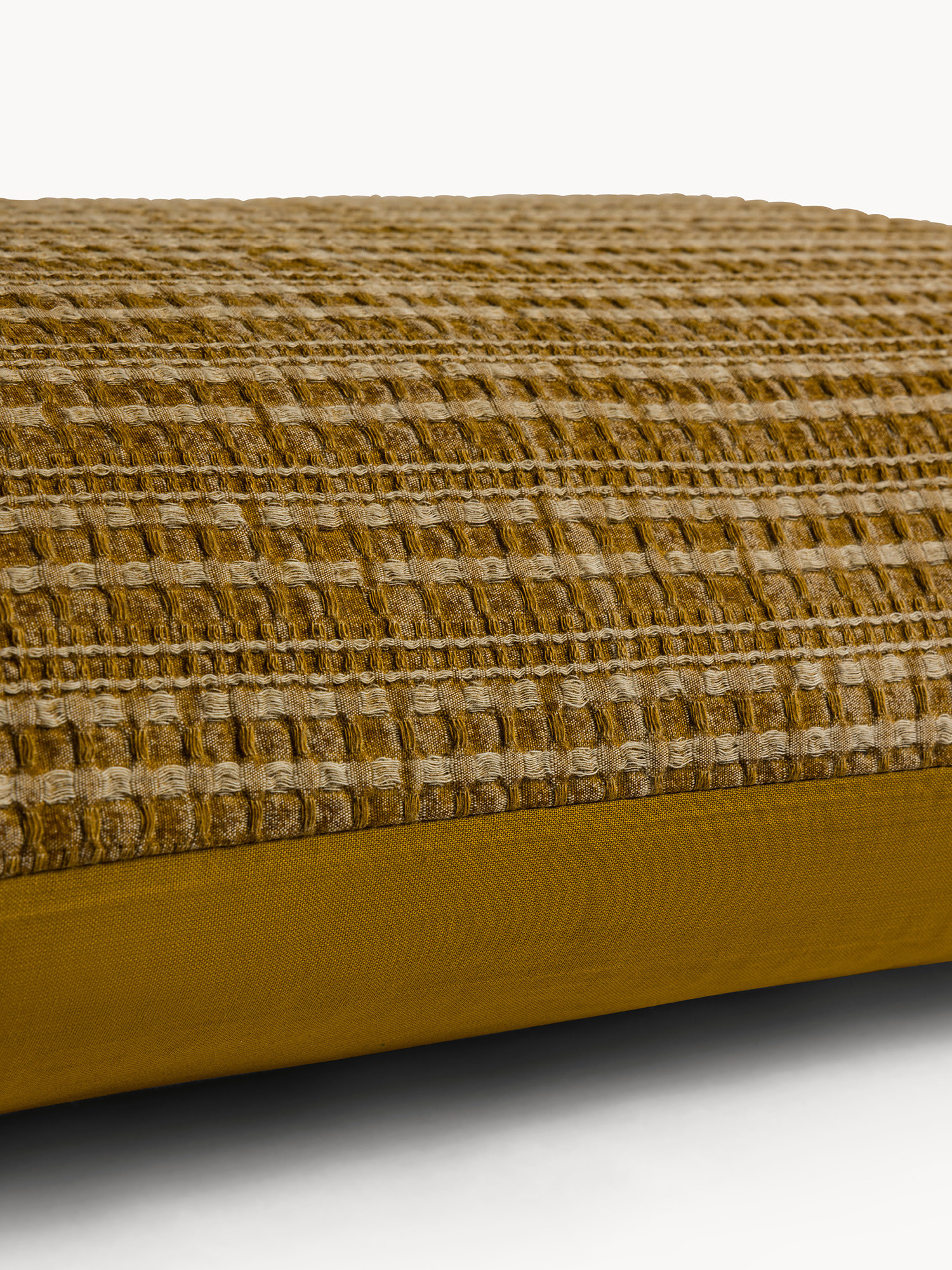 Federa in puro cotone lavato con lavorazione waffle, Giallo ocra, large image number 1