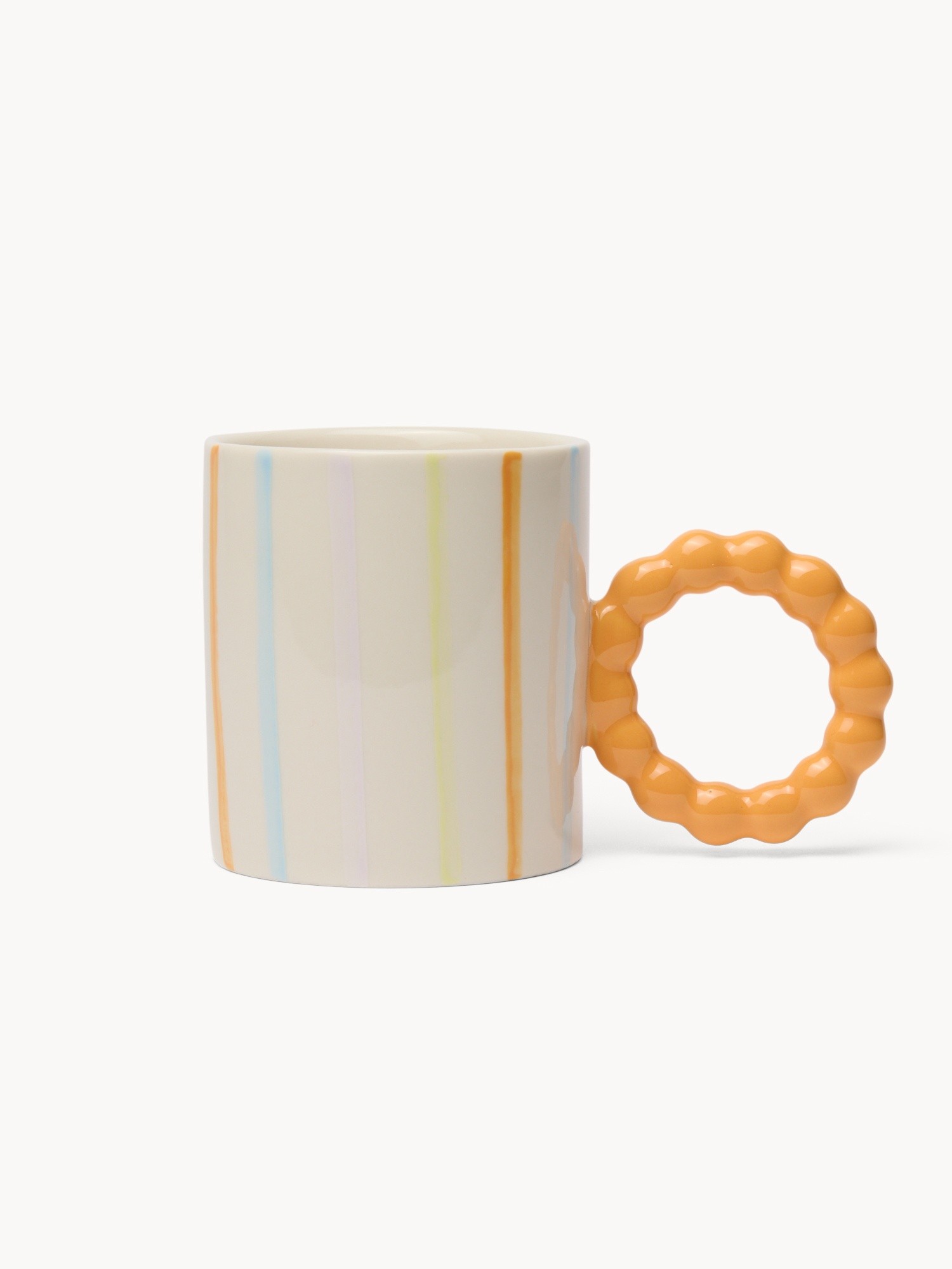 Ceramic Mug with Torch Handle - Introductory Price, Bianco/Arancione, large image number 0