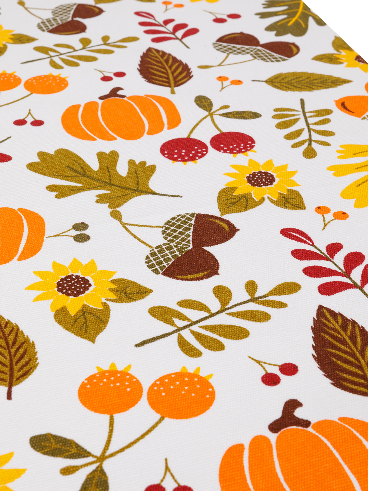 Pumpkins patterned cotton table runner, White, large image number 1
