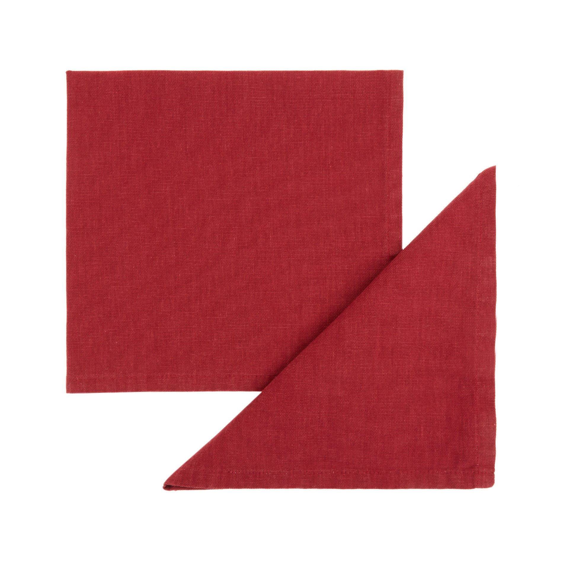 Set of 2 solid colour napkins in 100% garment-washed cotton, Dark Red, large image number 0