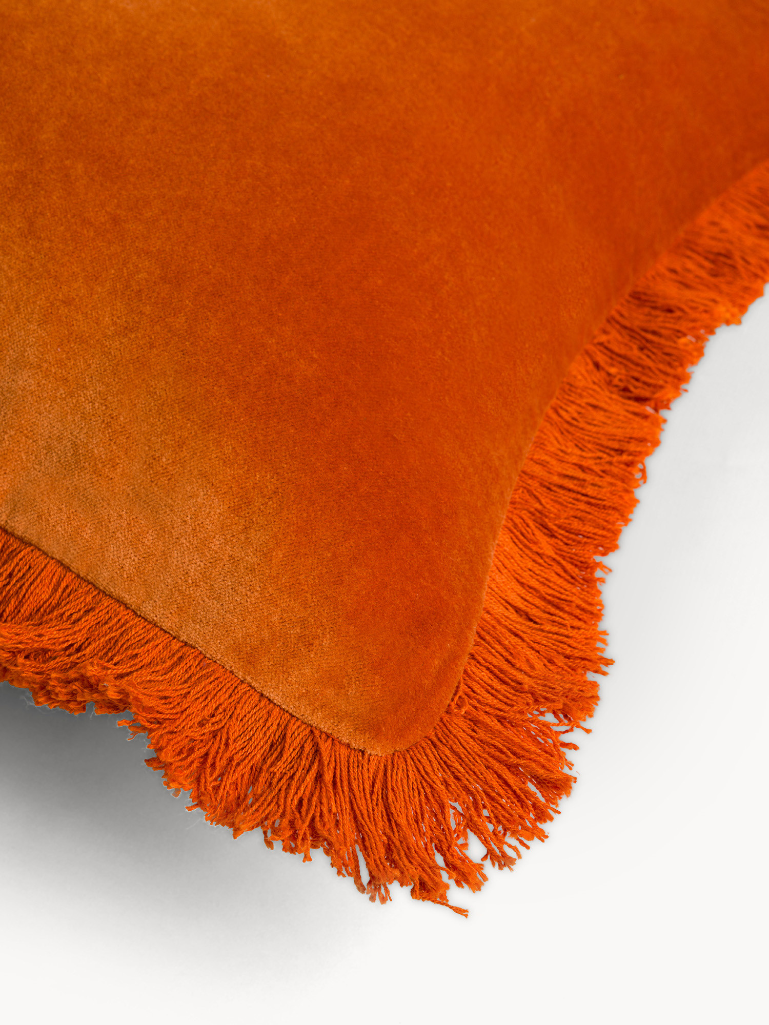 45x45 cm velvet cushion with fringes, Orange, large image number 1