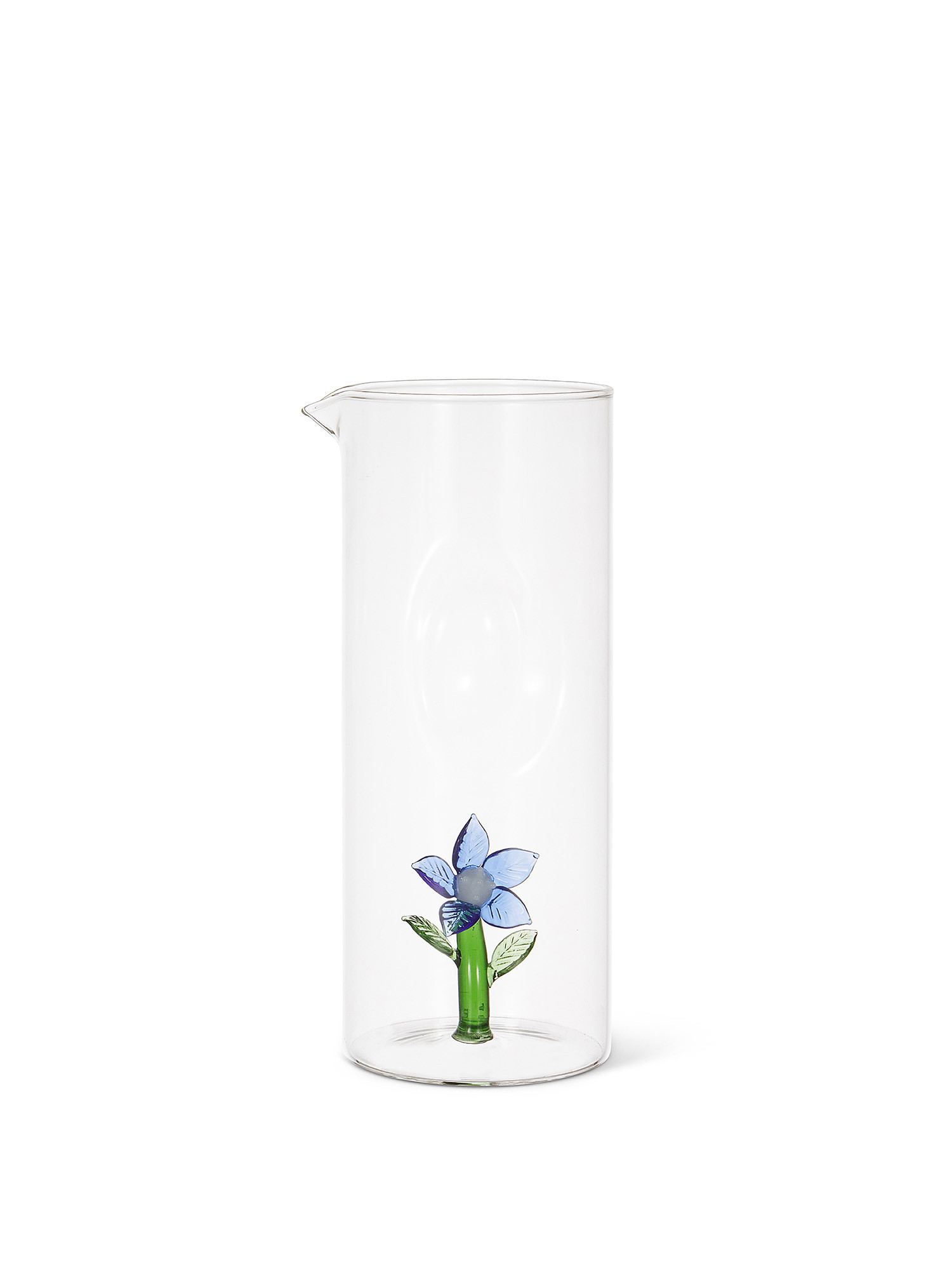 Glass carafe with flower detail, Transparent, large image number 0
