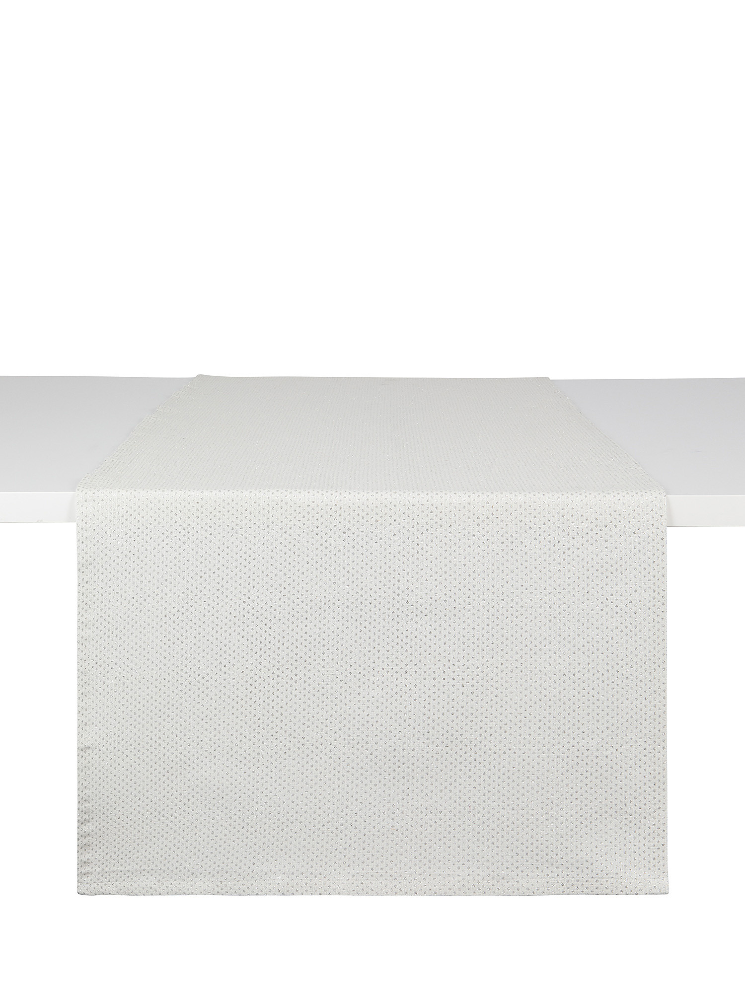 Cotton table runner with dots detail, White, large image number 0