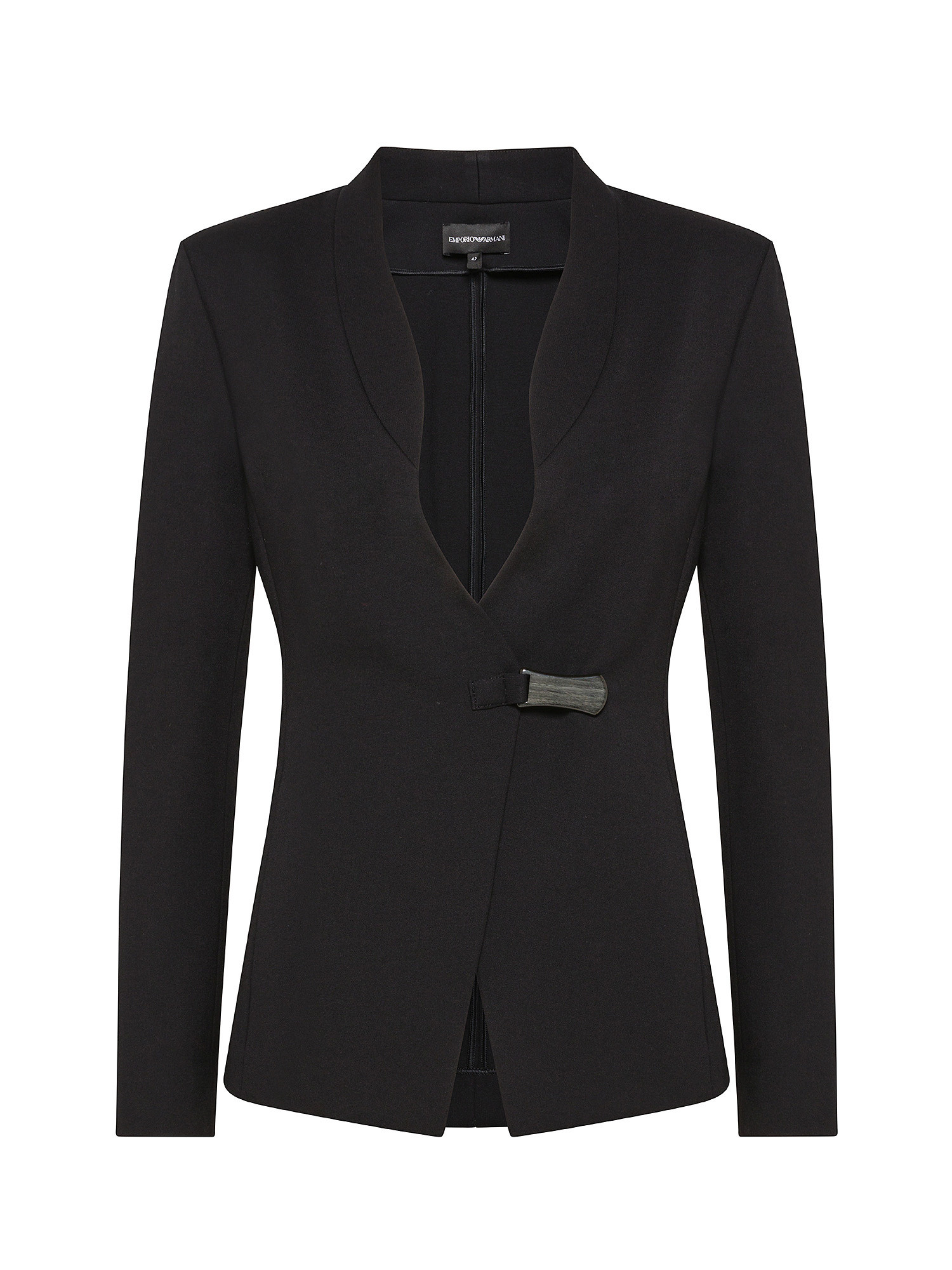Emporio Armani - Blazer in Milano stitch fabric with buckle, Black, large image number 0