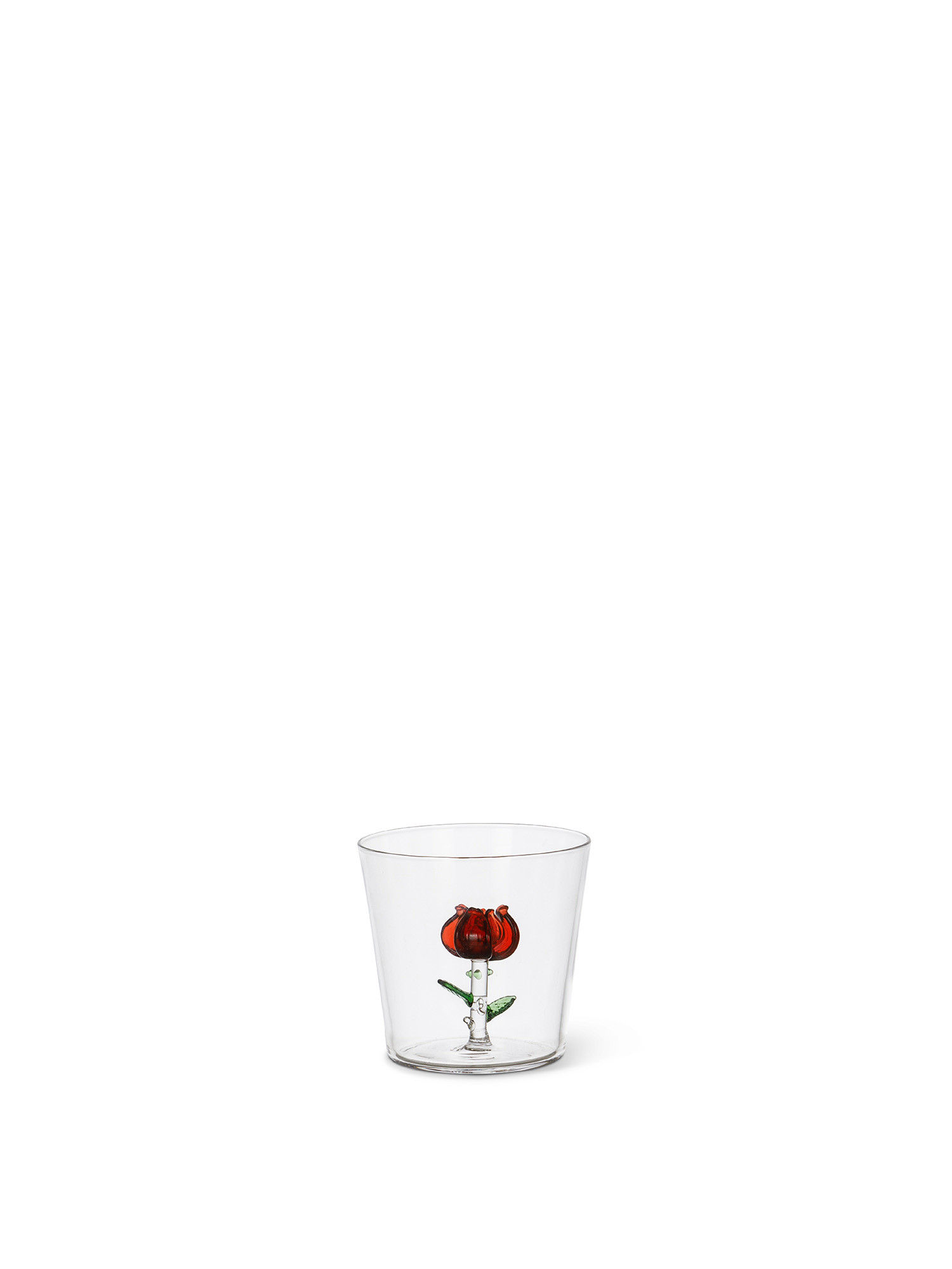 Bicchiere in vetro dettaglio rosa, Trasparente, large image number 0