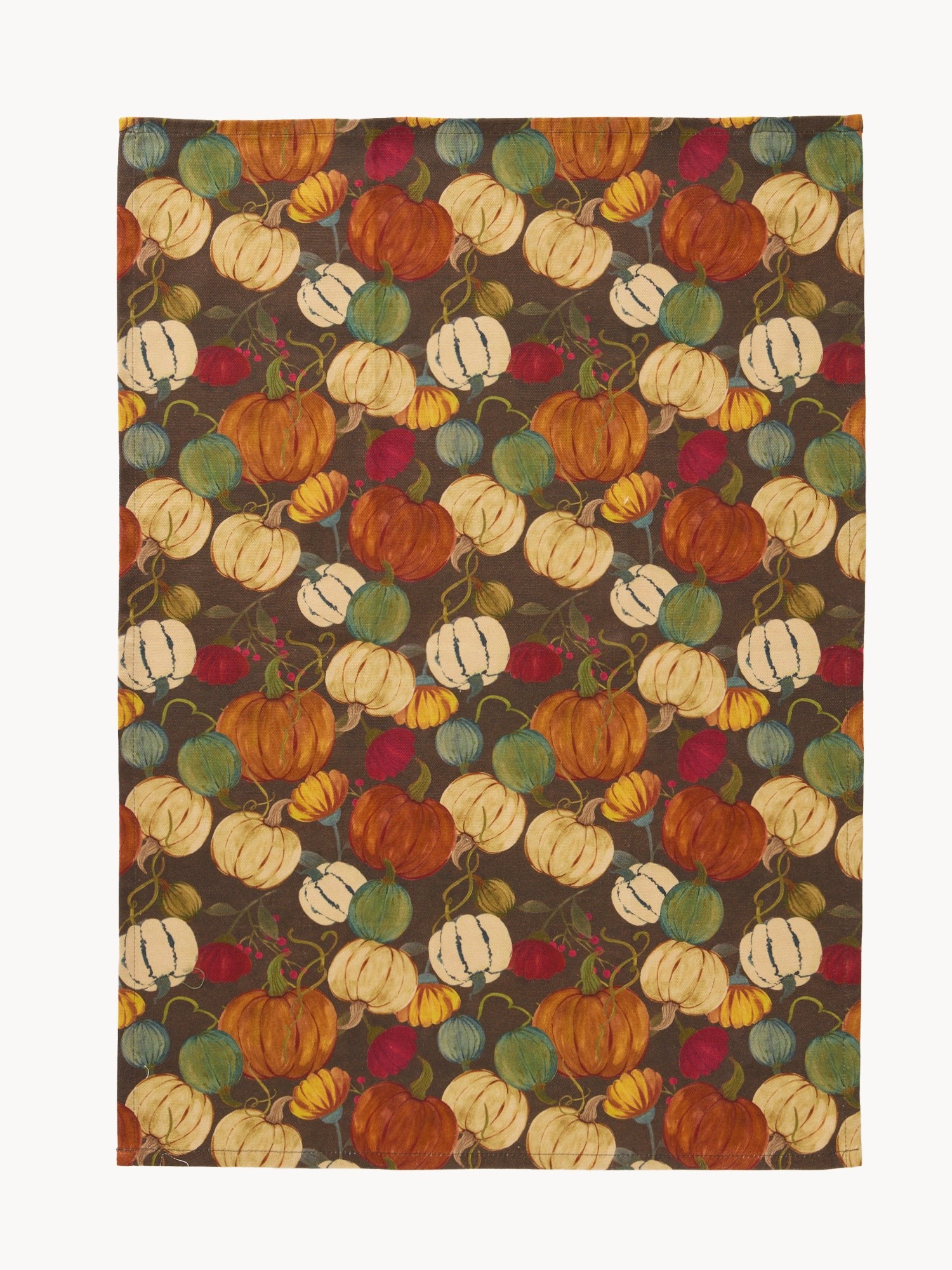 Set of 2 cotton tea towels with print and solid color, Multicolor, large image number 1