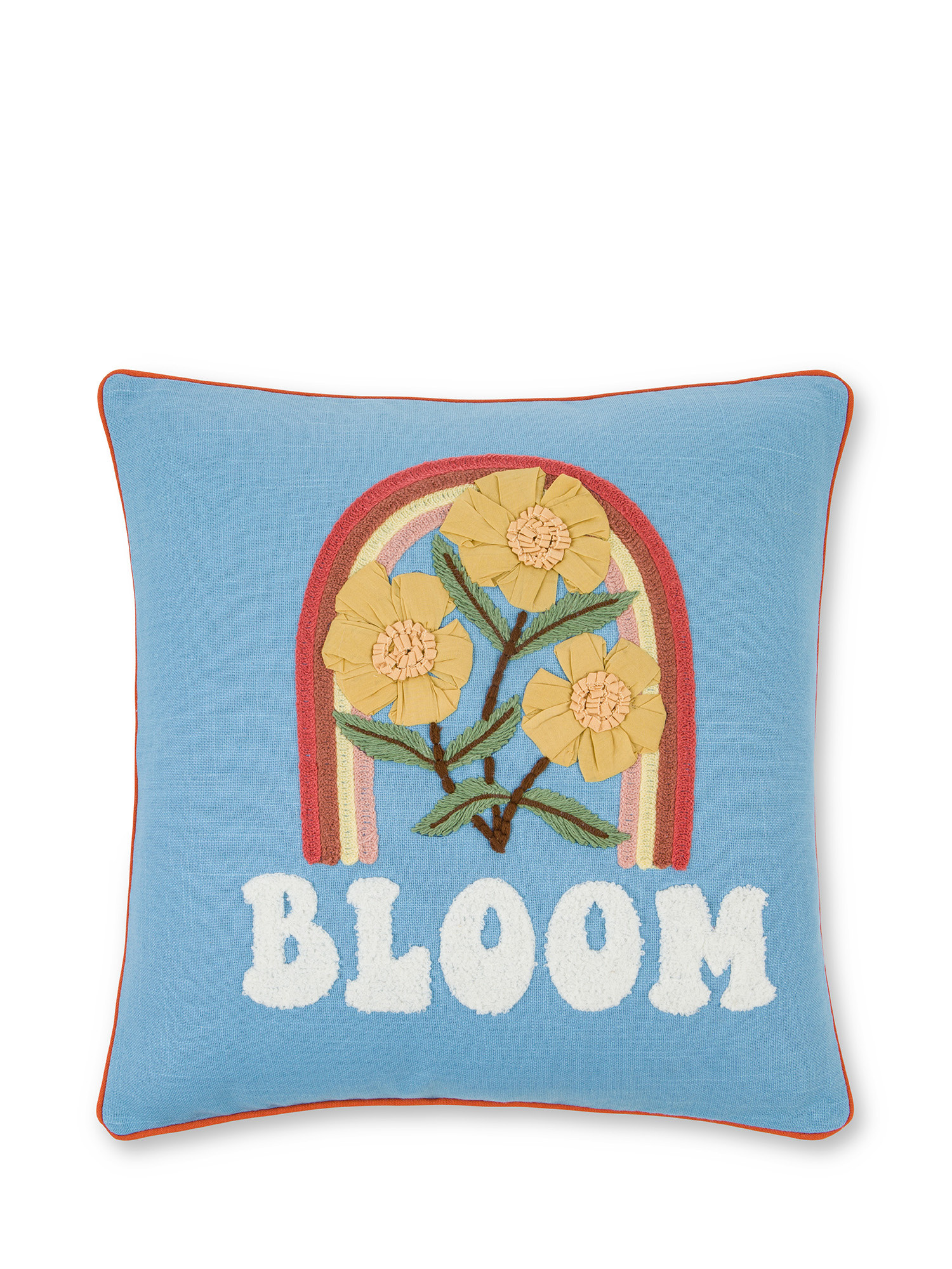 Cotton cushion with embroidery 45x45cm, Light Blue, large image number 0