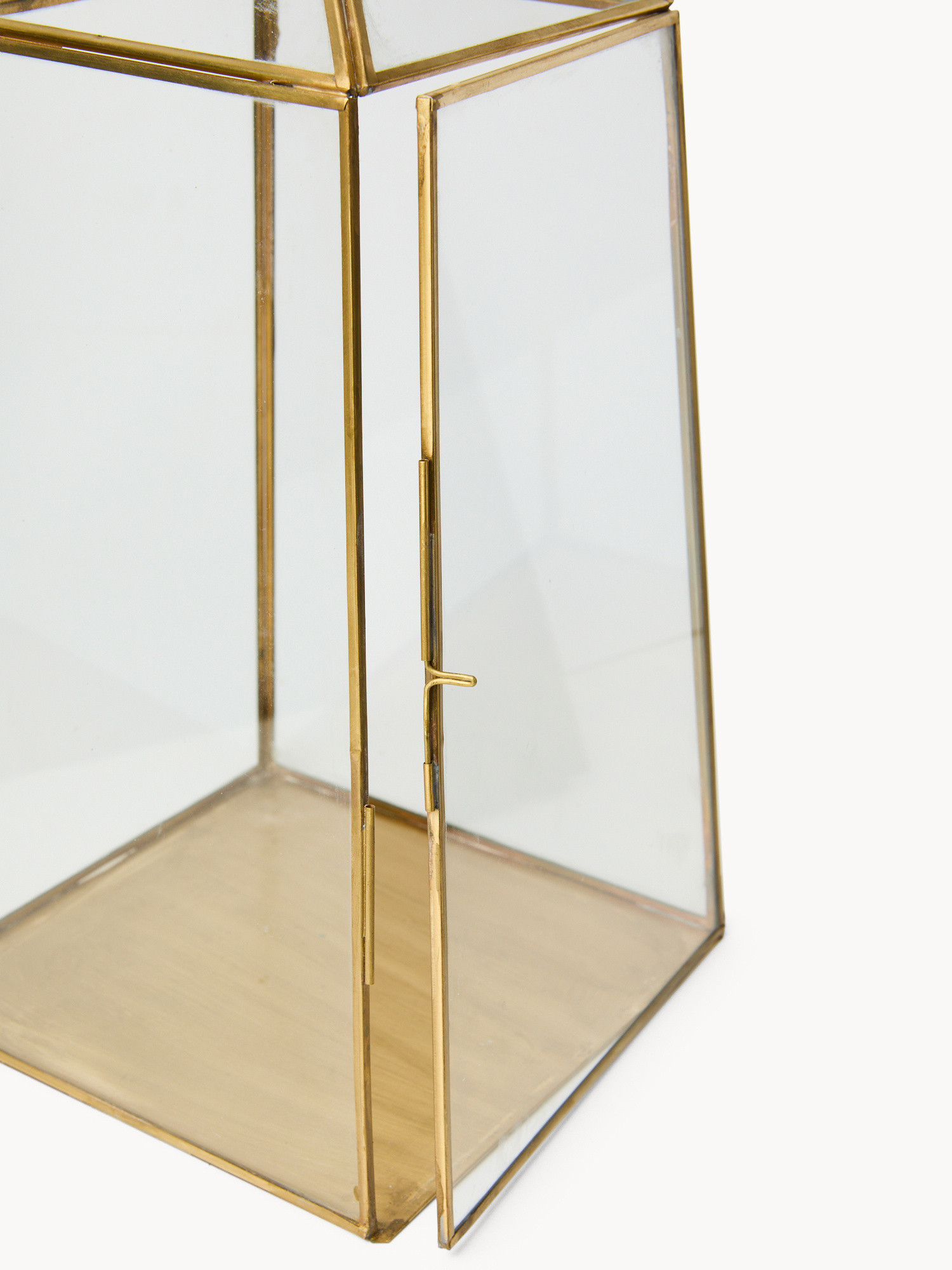 Lanterna in vetro con finitura dorata, Trasparente, large image number 1