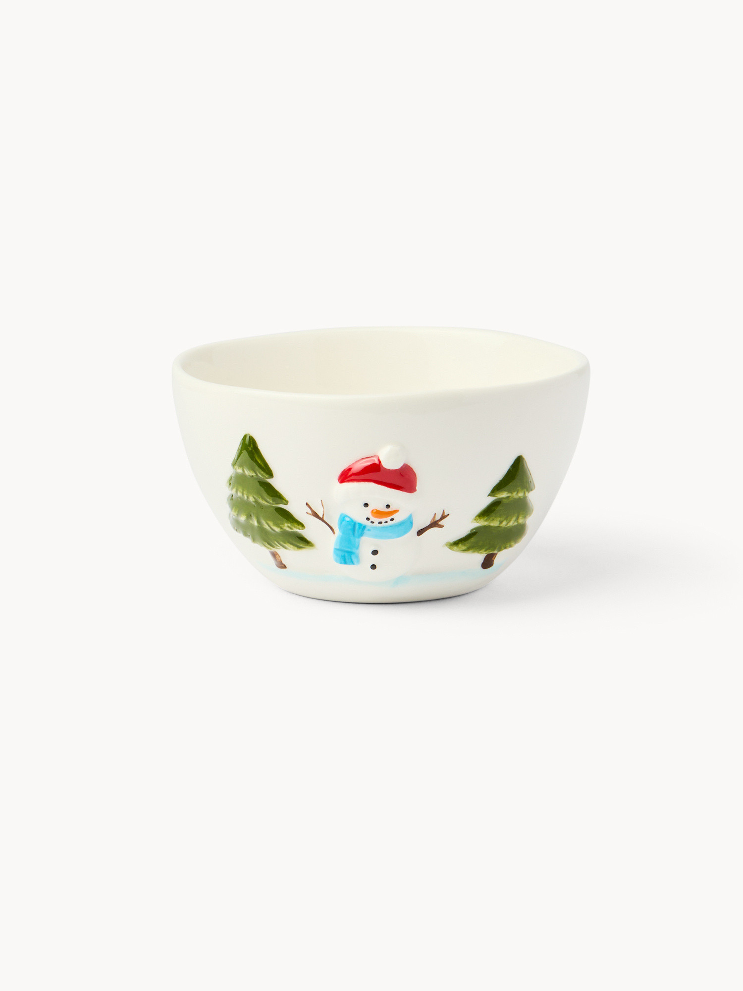 Ceramic snowman-shaped bowl, White, large image number 0