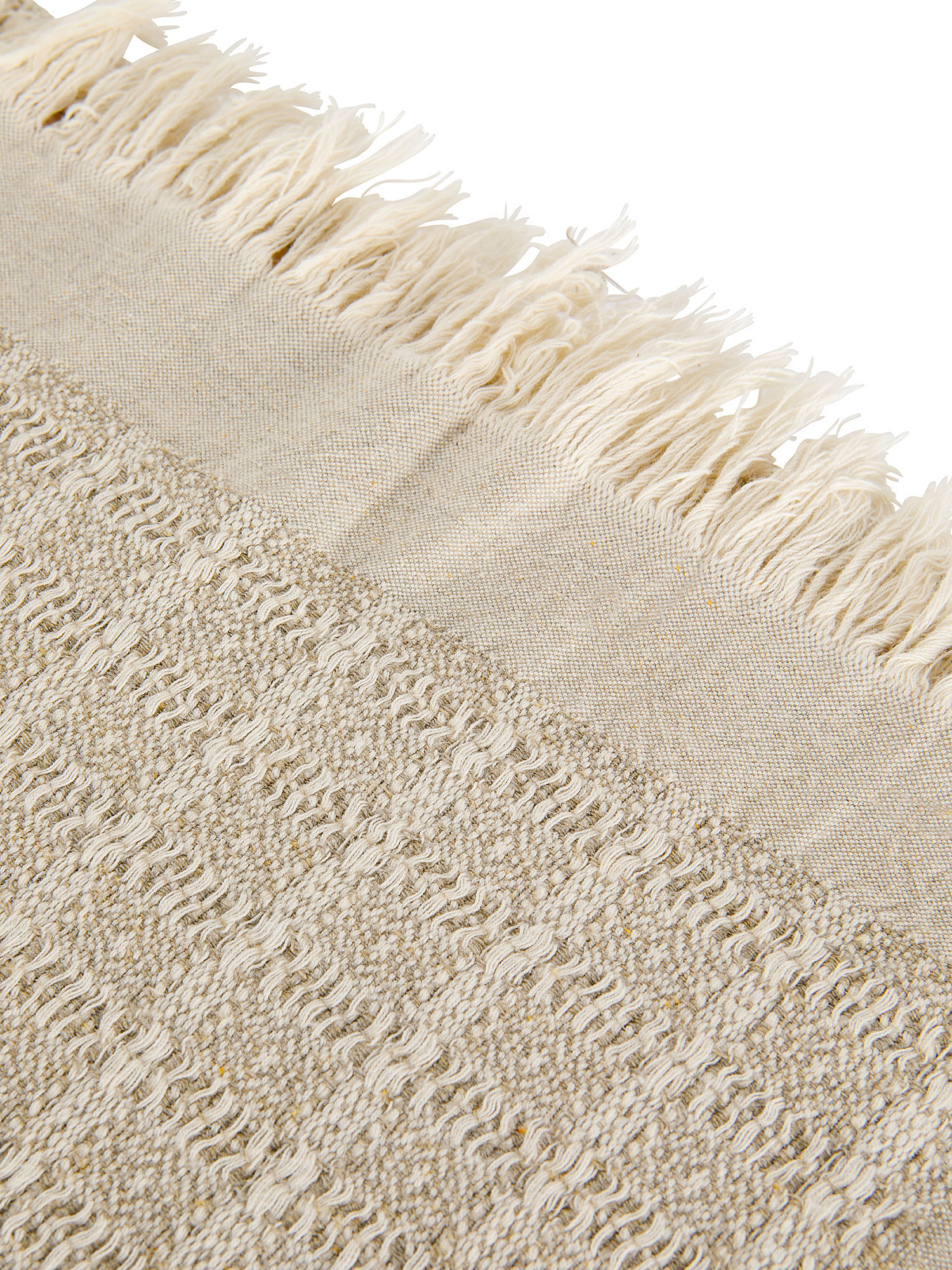 Linen and cotton bedspread with fringes, Light Beige, large image number 1