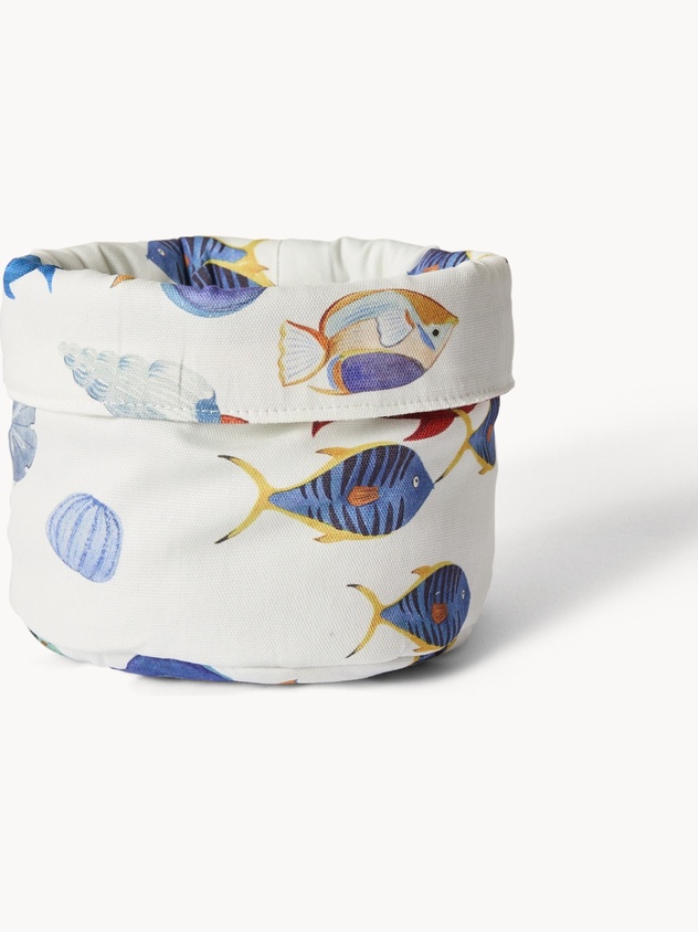 Cestino da cucina in twill di cotone con stampa fondale marino