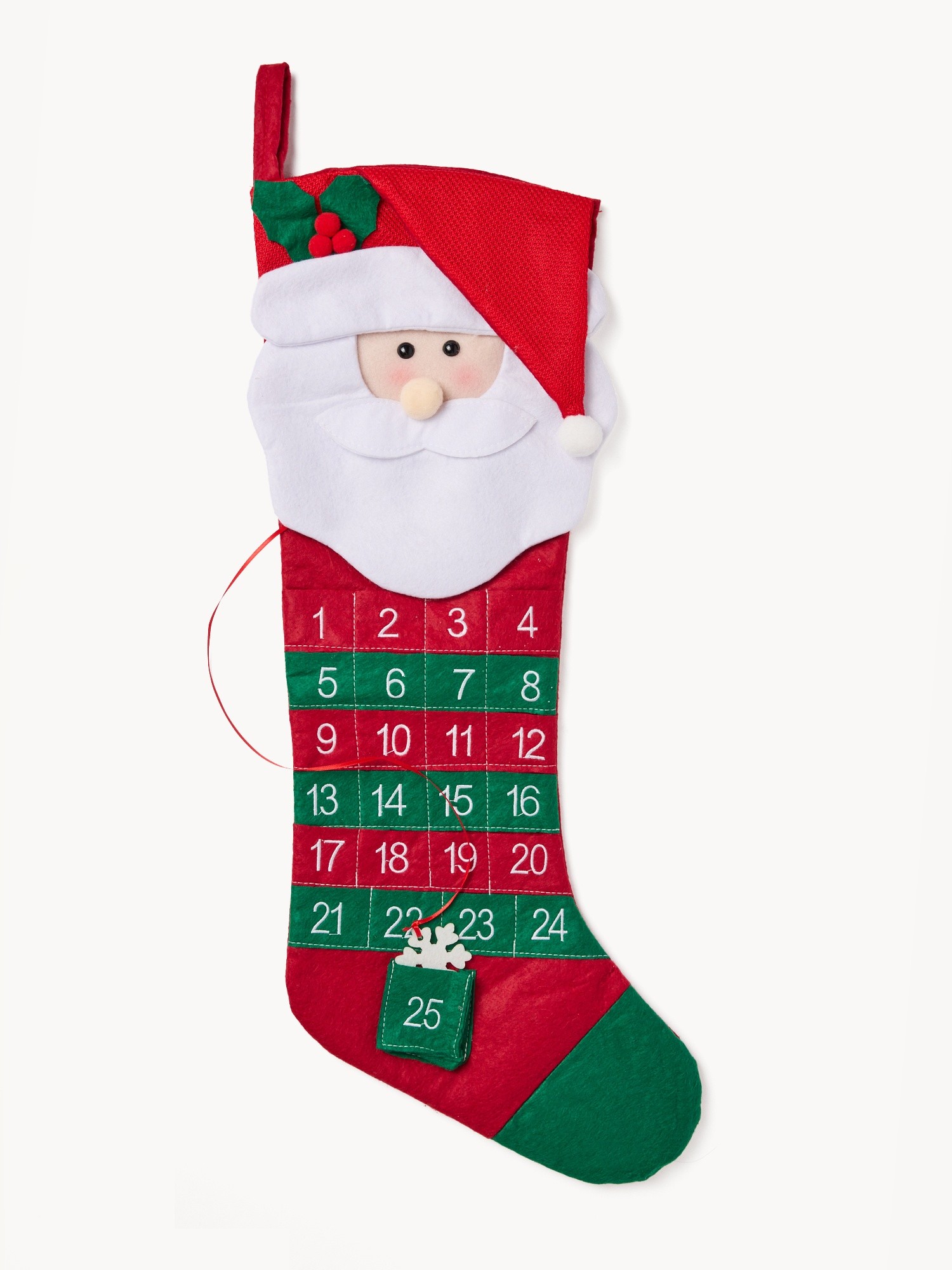 Christmas stocking with Advent calendar, Red, large image number 0