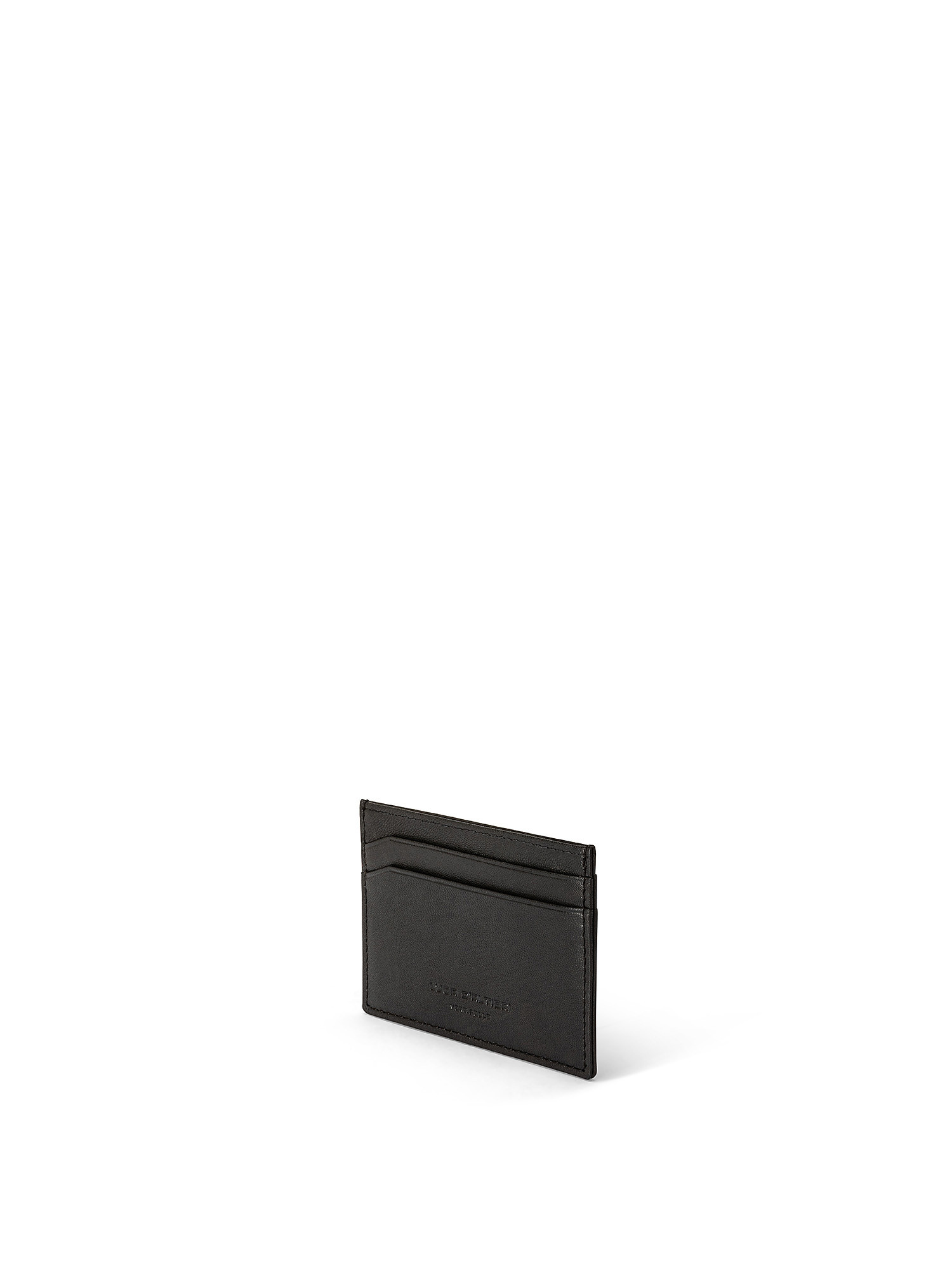 Solid color genuine leather credit card holder, Black, large image number 1