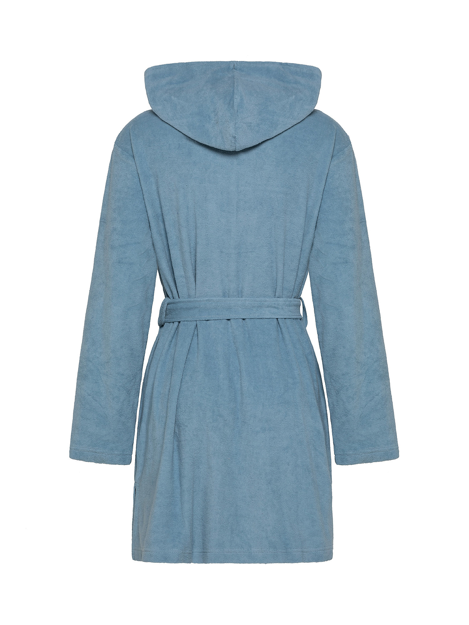 Solid color cotton blend bathrobe with zip, Light Blue, large image number 1